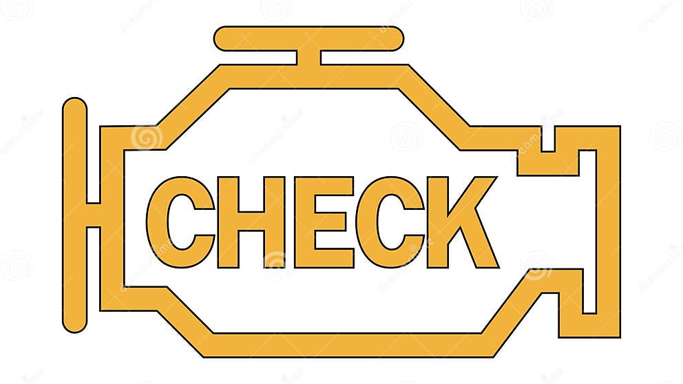 Yellow Burning Engine Error Sign on Car Dashboard, Check Engine Stock