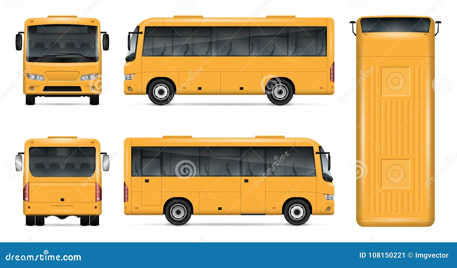 Download Yellow bus vector mockup stock vector. Illustration of mini - 108150221