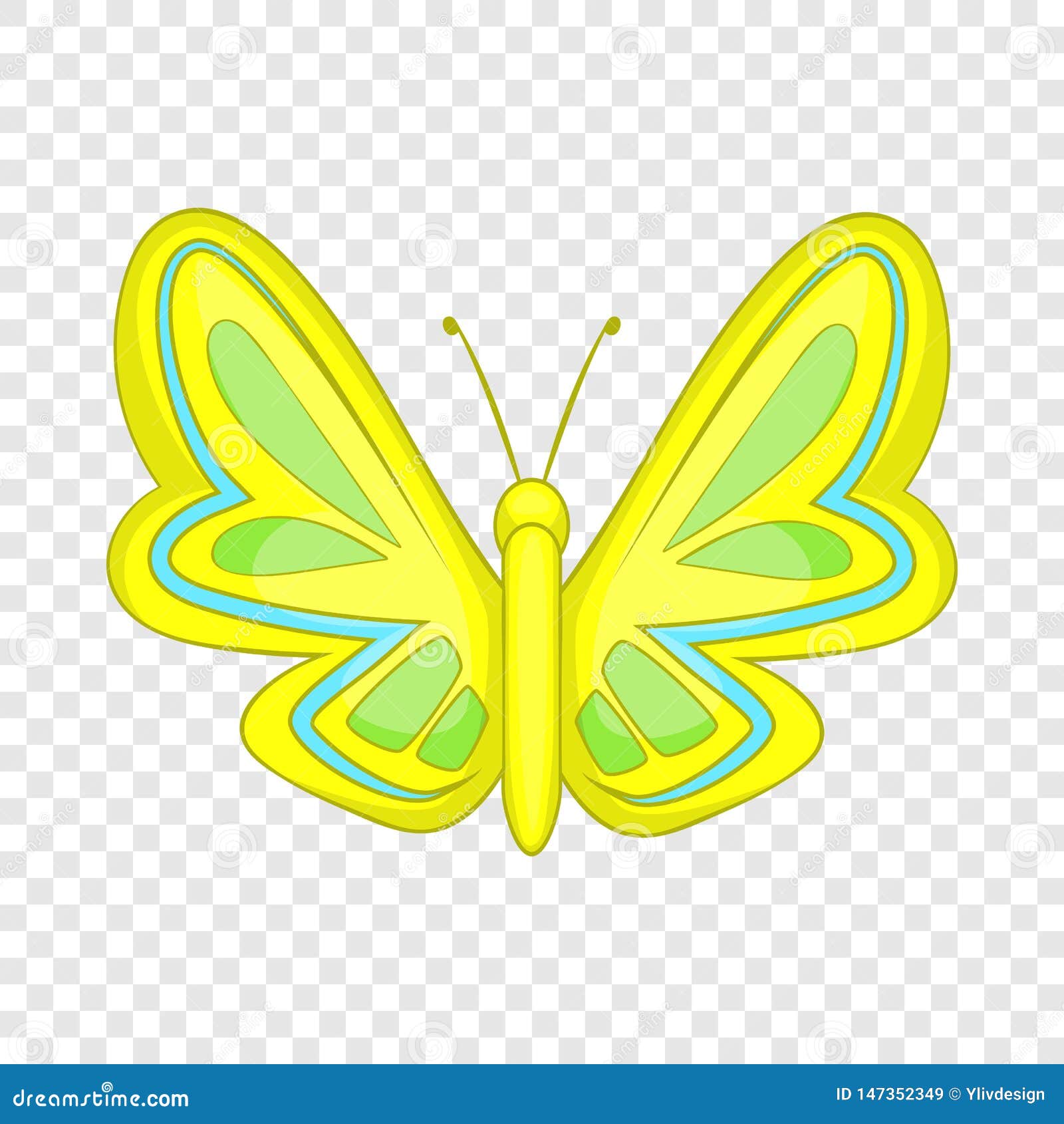 Yellow Butterfly Icon, Cartoon Style Stock Vector Illustration of
