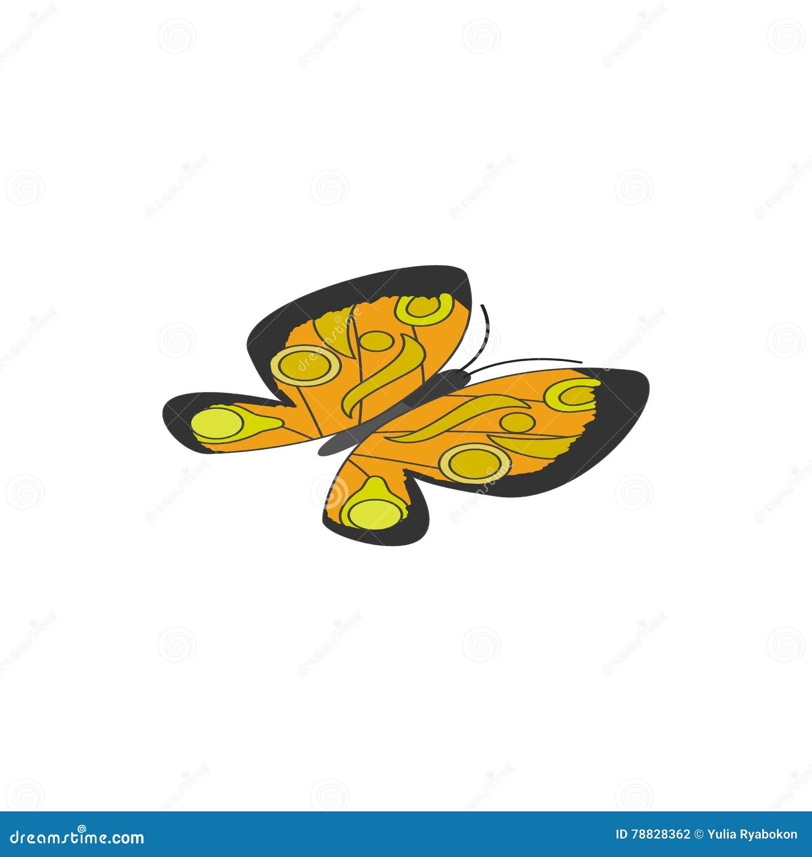 Yellow Butterfly Icon, Isometric 3d Style Stock Vector Illustration