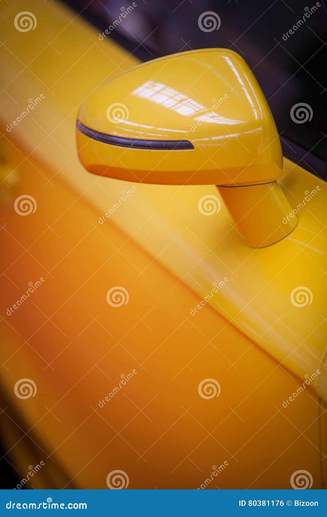 Yellow car side mirror stock photo. Image of mirror, transportation
