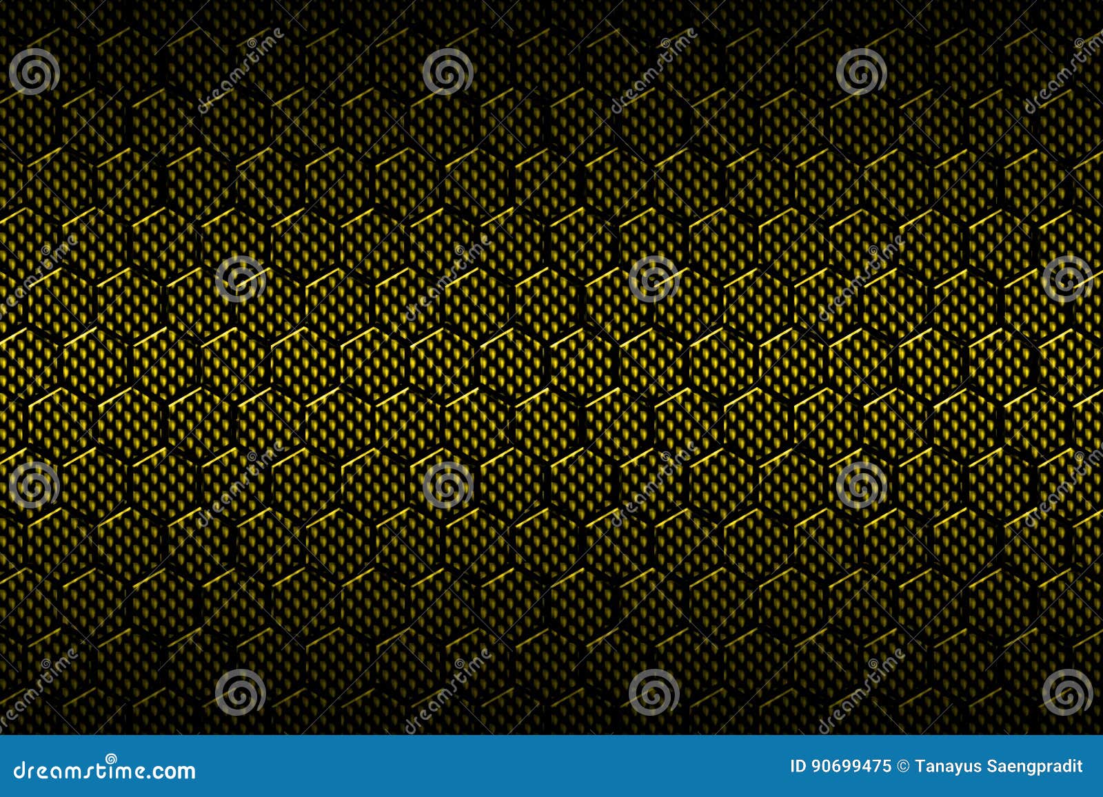 Yellow Carbon Fiber Hexagon Pattern. Stock Illustration Illustration