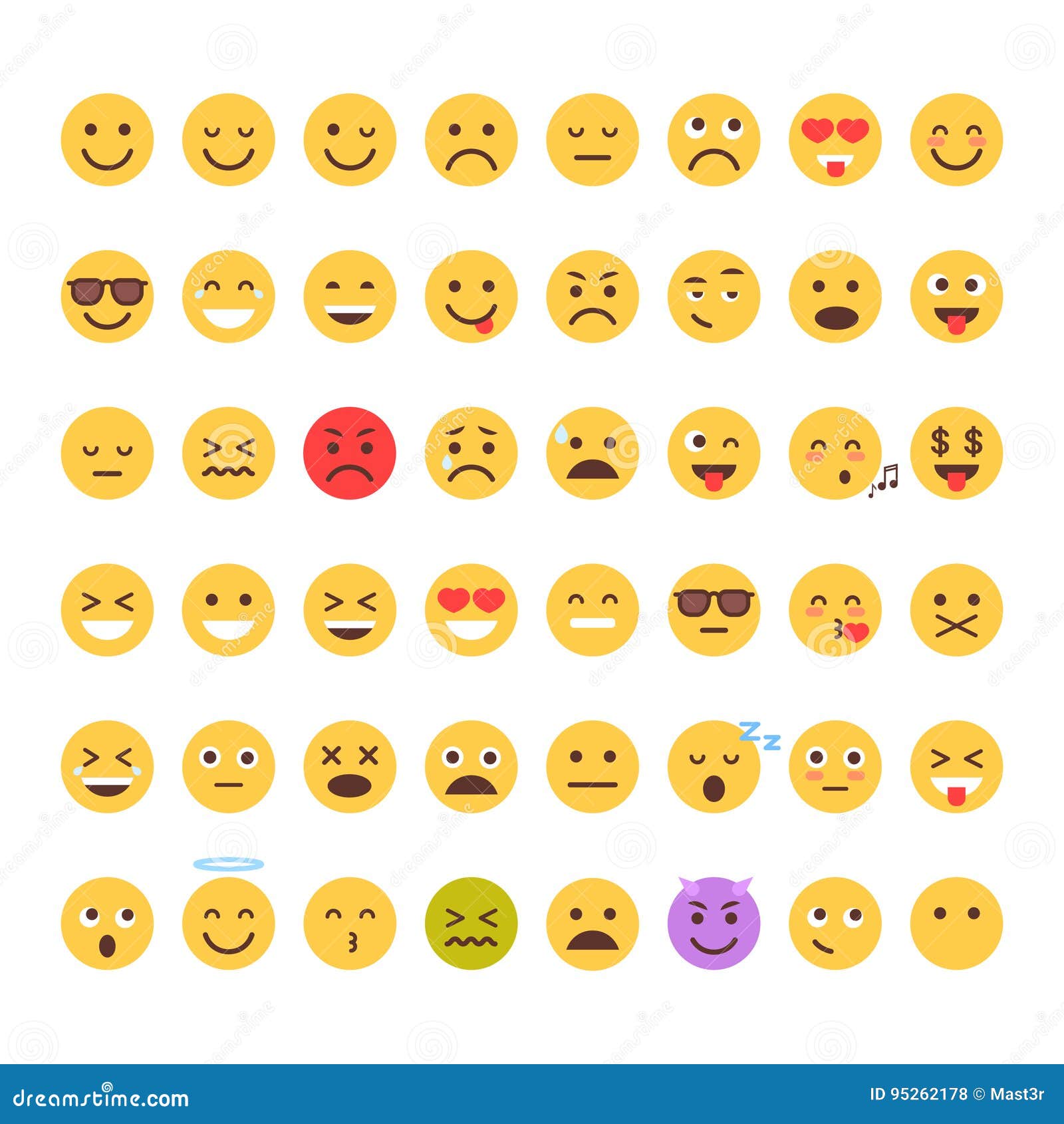 yellow cartoon face set emoji people different emotion icon collection