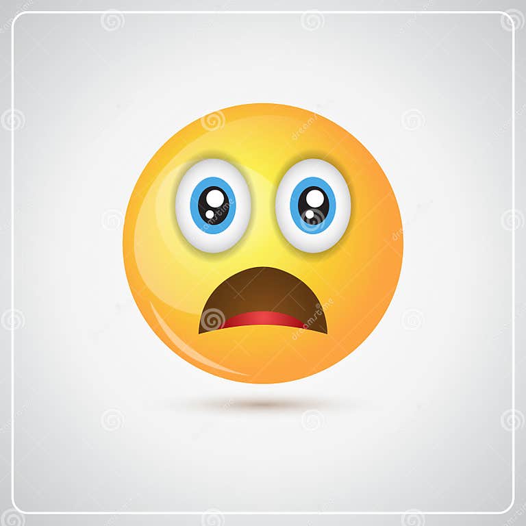 Yellow Cartoon Face Shocked People Emotion Icon Stock Vector