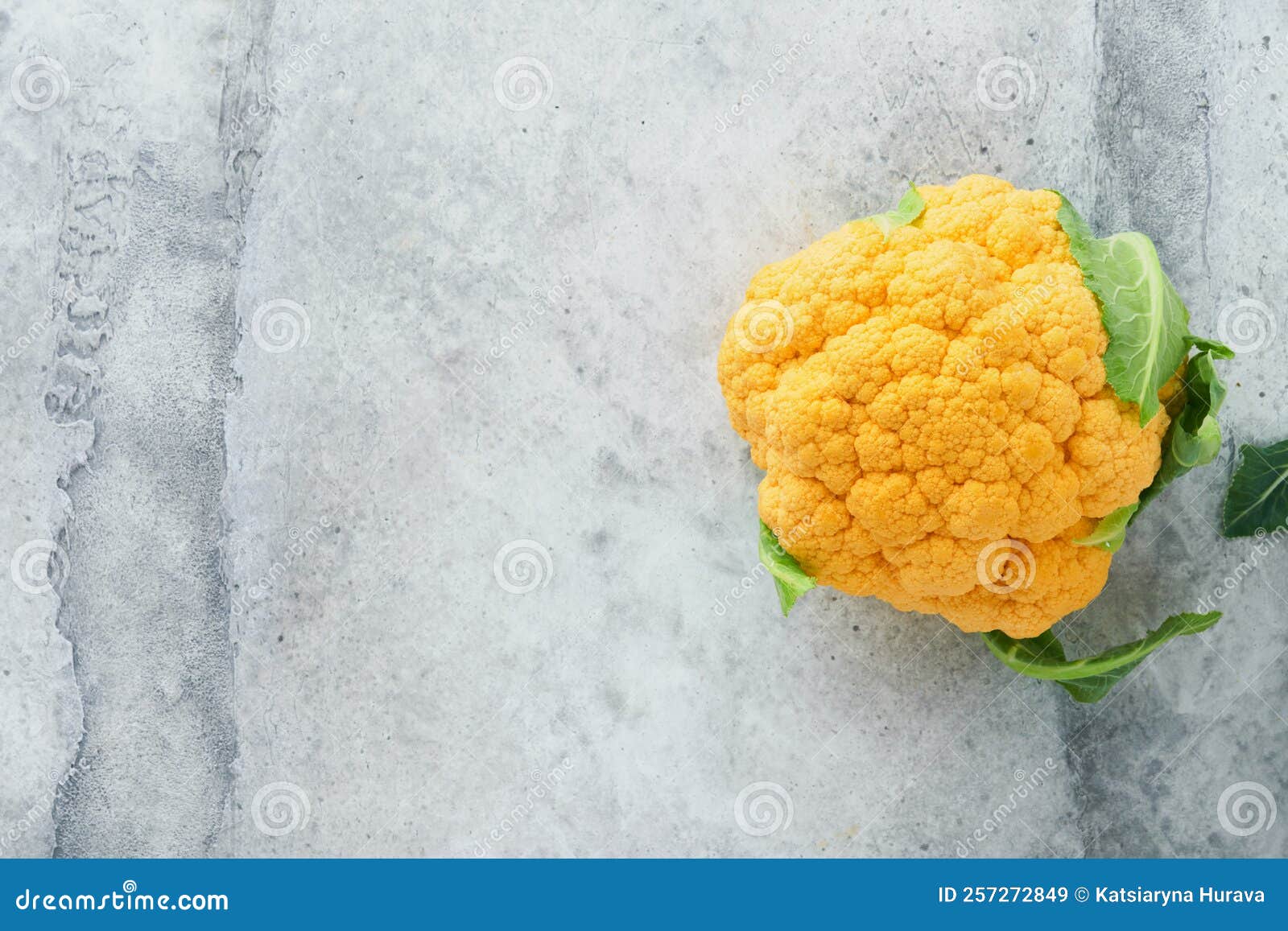 Yellow Cauliflower on Gray Concrete Background. Broccoli and Romanesco