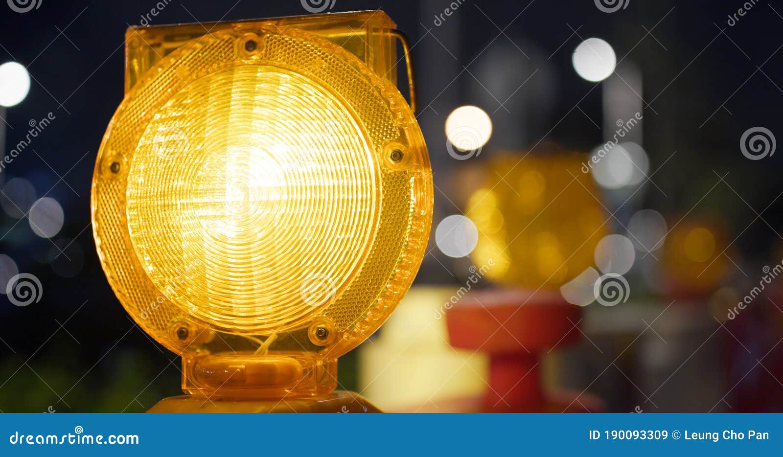 Yellow caution light stock image. Image of barricade 190093309