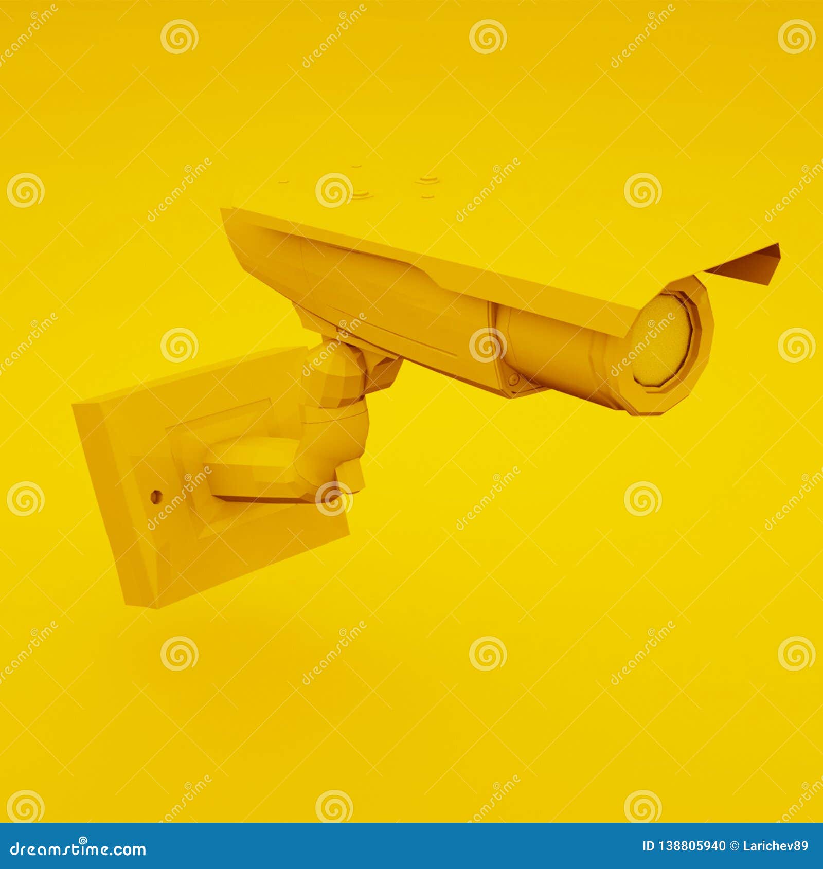 Yellow CCTV Camera or Security Camera. 3D Illustration Stock Illustration Illustration of
