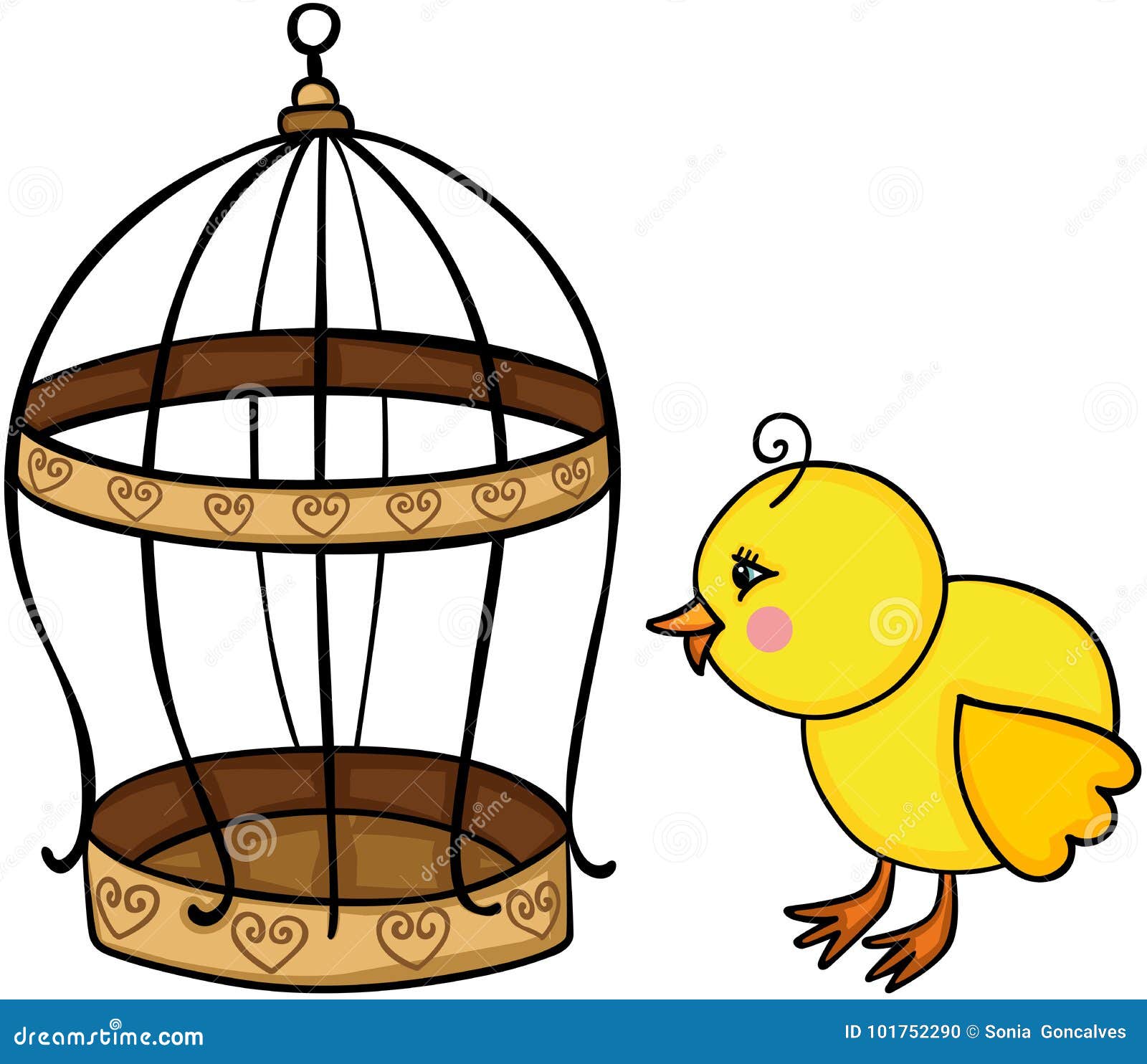 Yellow Chick and Golden Bird Cage Stock Vector - Illustration of isolated,  symbol: 101752290