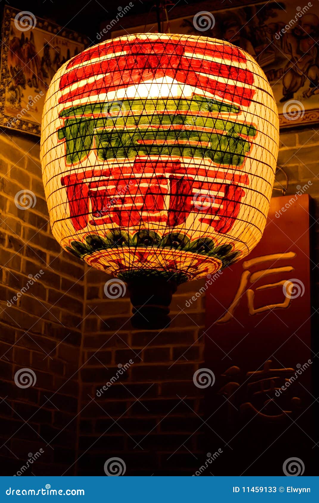 Yellow Chinese Lantern in Front of Old House Stock Image Image of