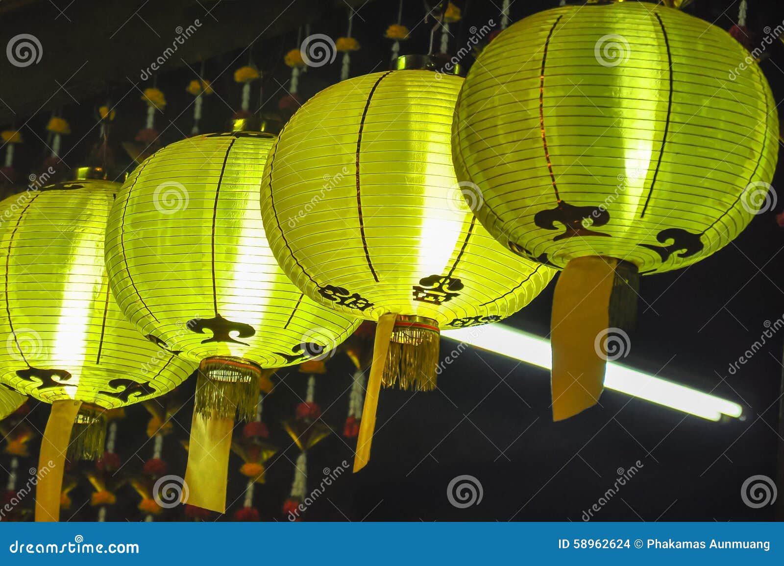Yellow Chinese lantern stock photo. Image of lamp, lanterns 58962624