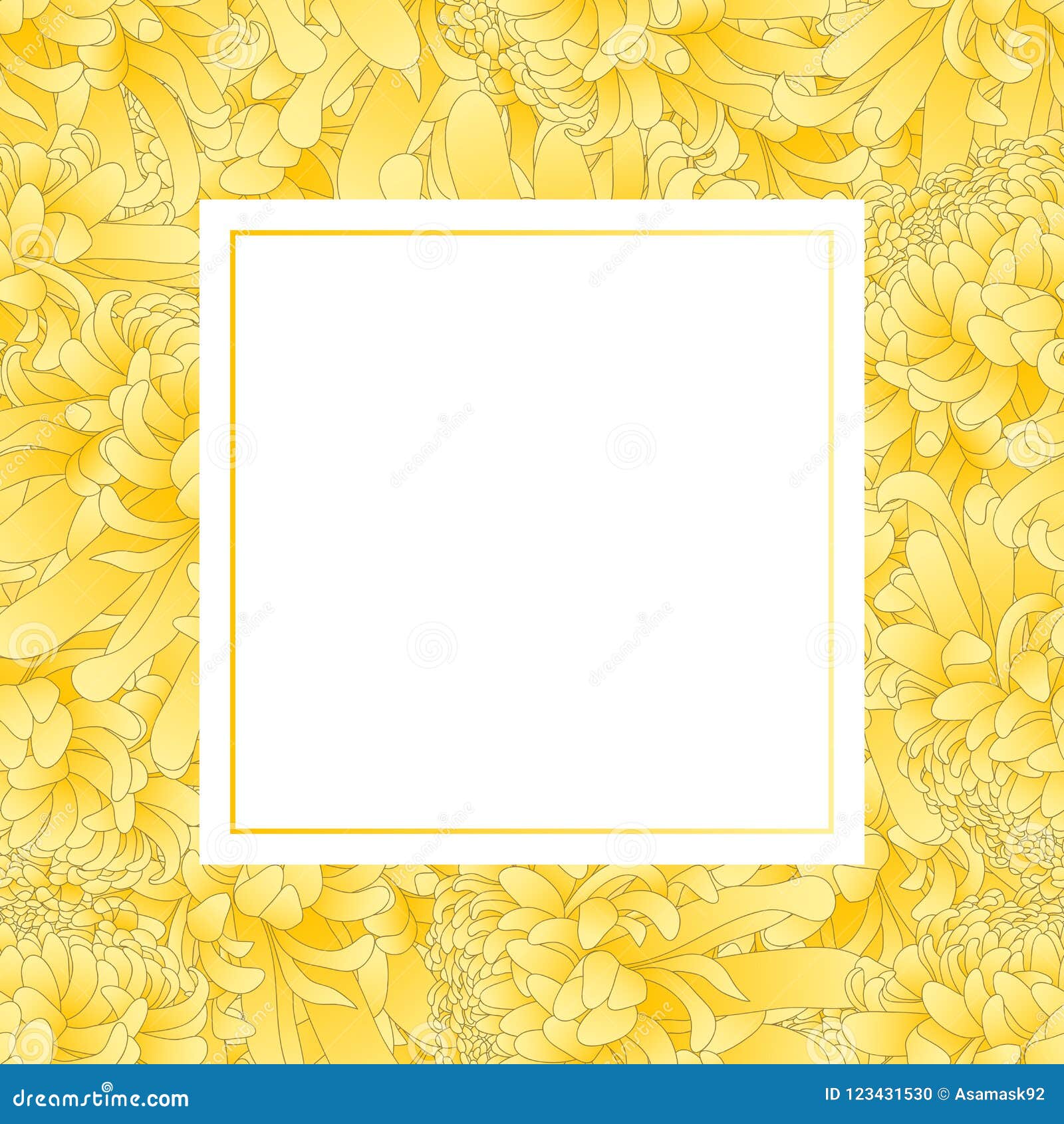 Yellow Chrysanthemum Kiku Japanese Flower Banner Card Border Vector Illustration Stock Vector Illustration Of Paper Invitation 123431530