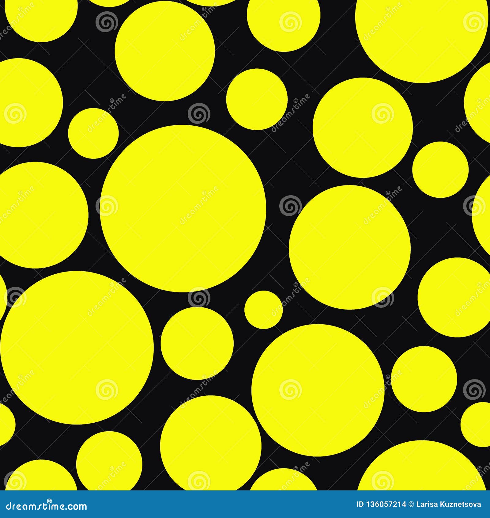 Yellow Circles on Black Background Stock Illustration Illustration of