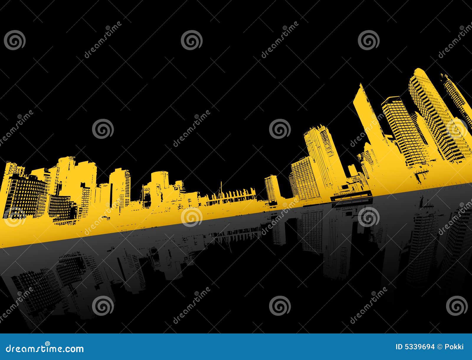 Yellow City with Reflection. Stock Vector - Illustration of gradient,  building: 5339694