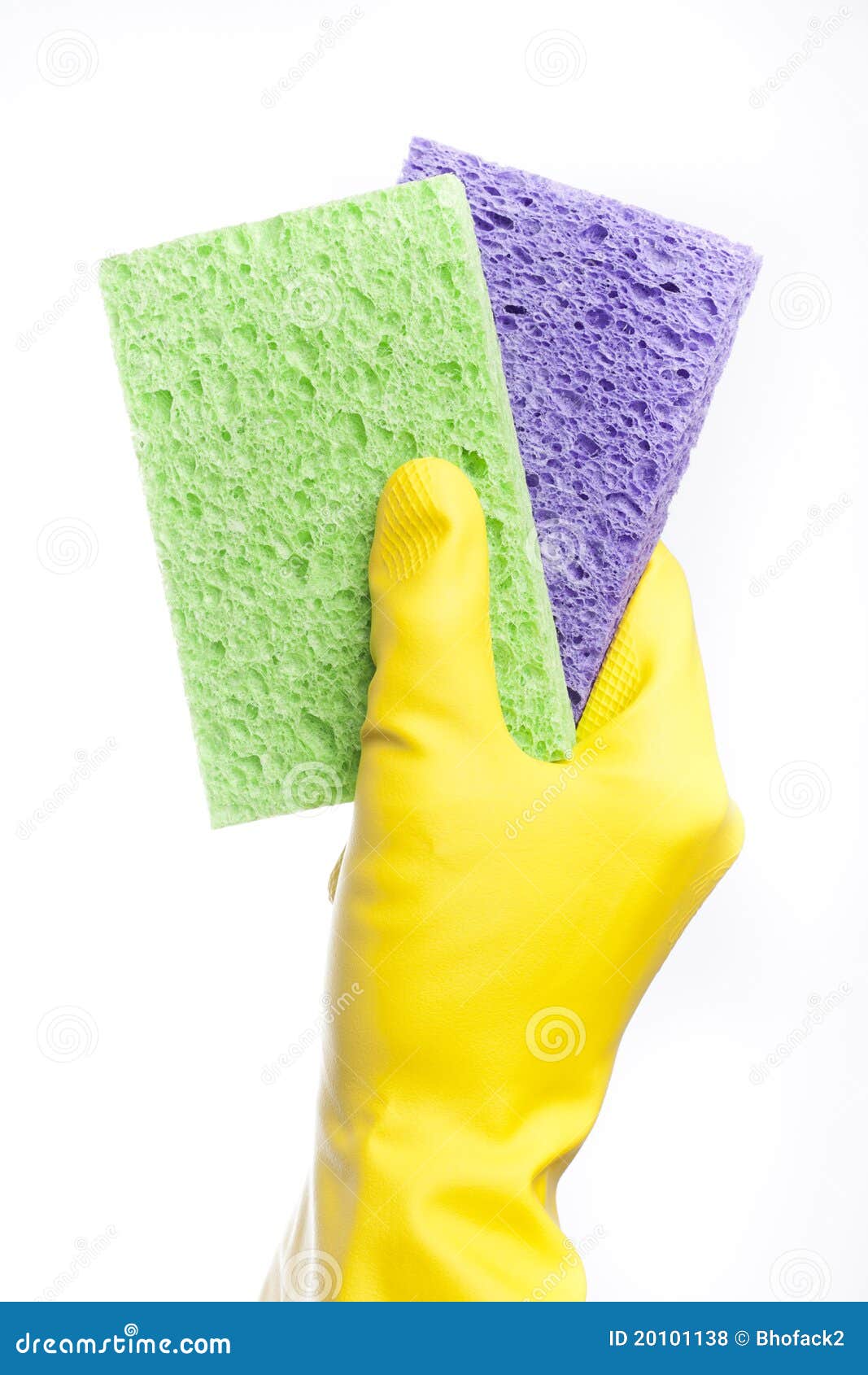 A Yellow Cleaning Glove with a Sponge Stock Photo Image of background