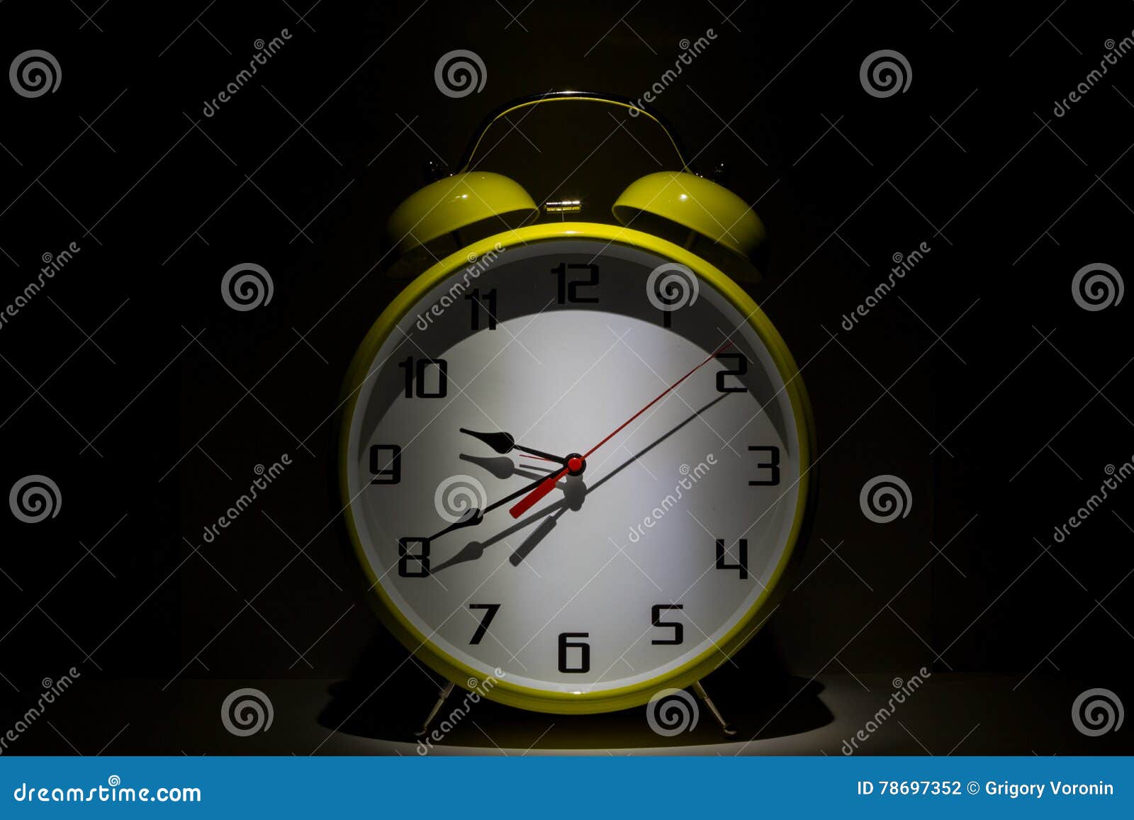 Yellow clock stock photo. Image of light, alarm, arrows 78697352