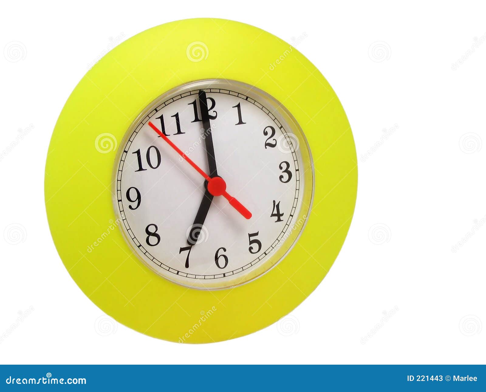 Yellow clock isolated stock image. Image of simple, hands 221443
