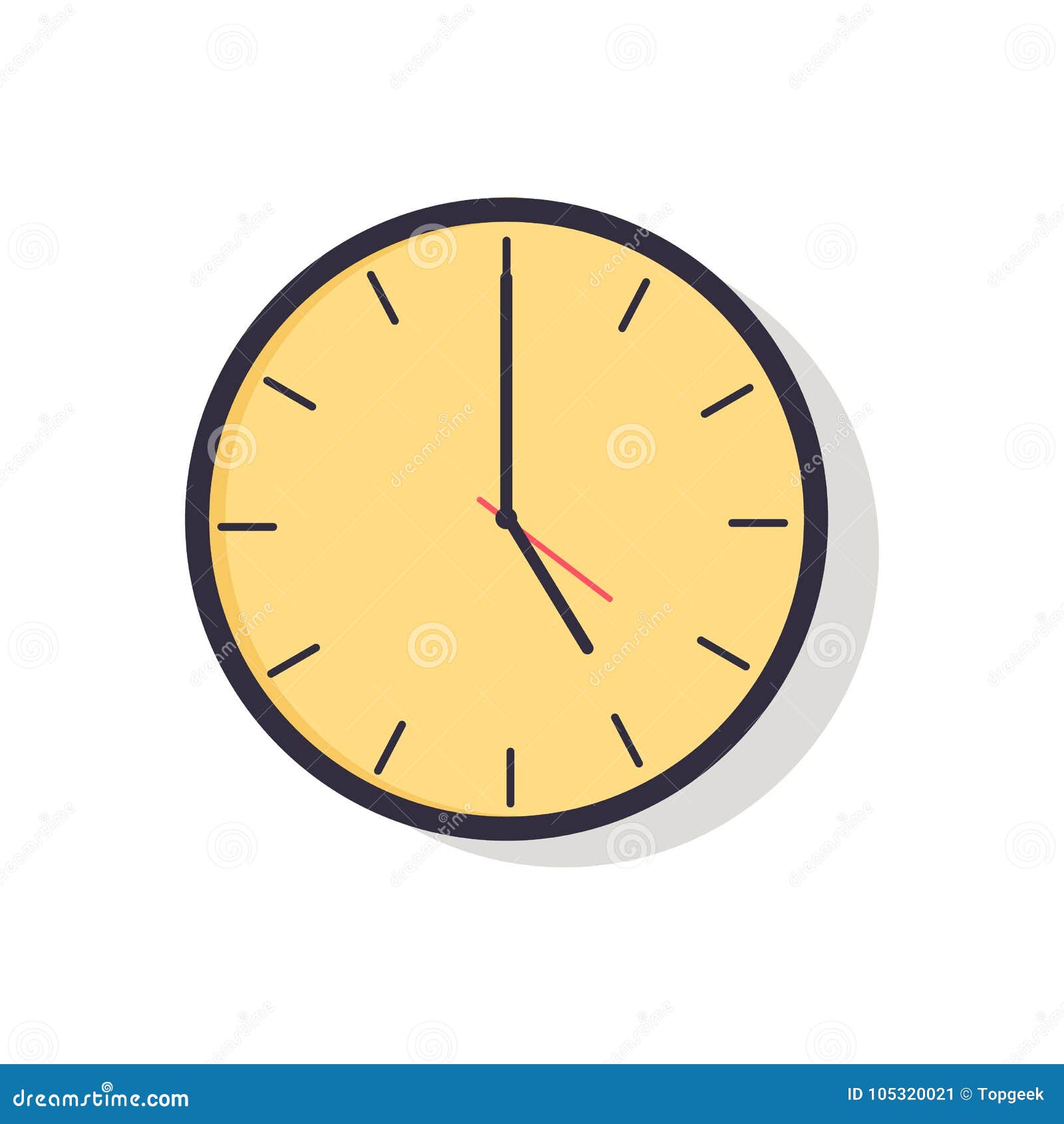 Yellow Clock Isolated on Vector Illustration Stock Vector