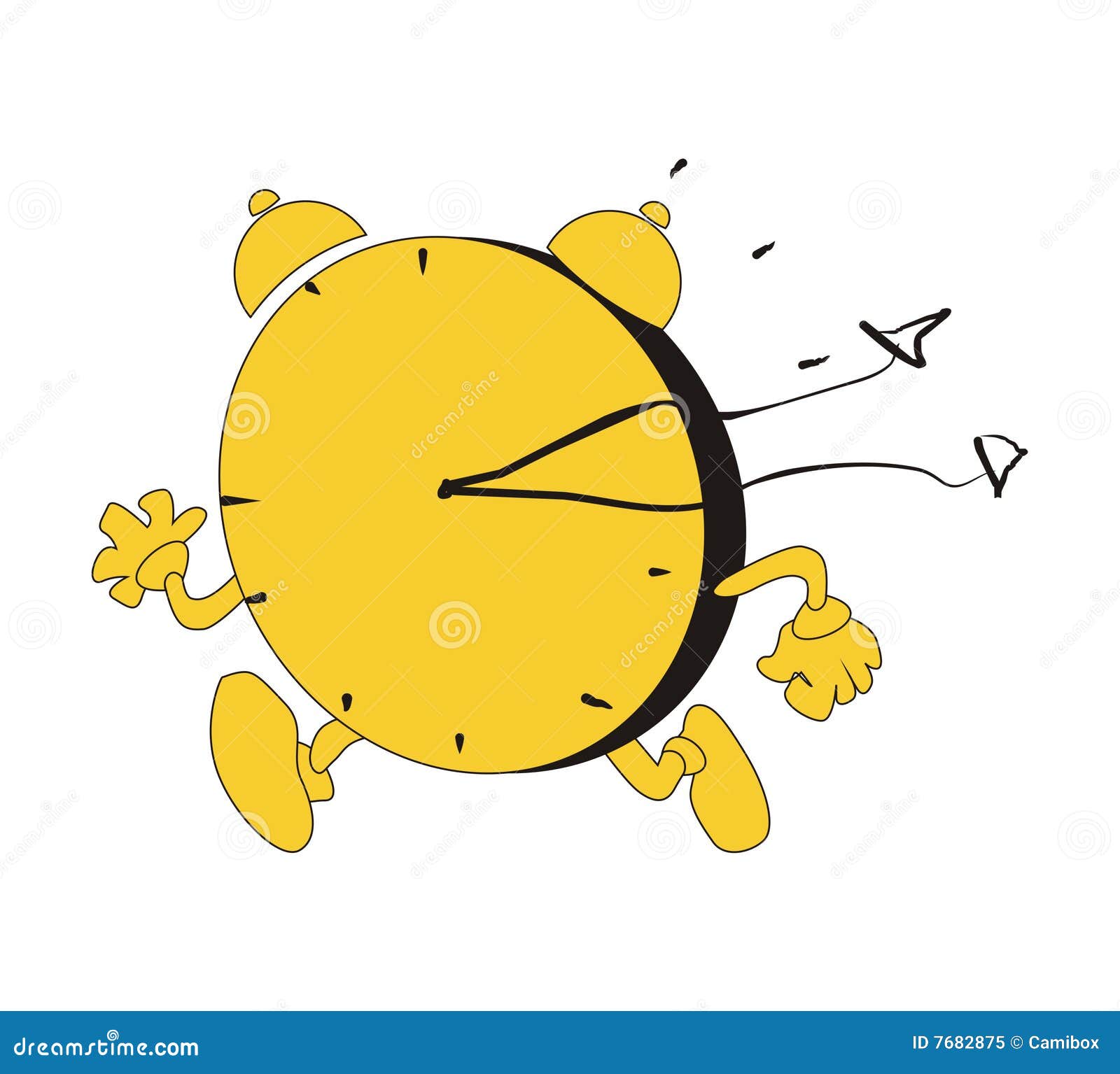Yellow clock running stock vector. Illustration of funny 7682875