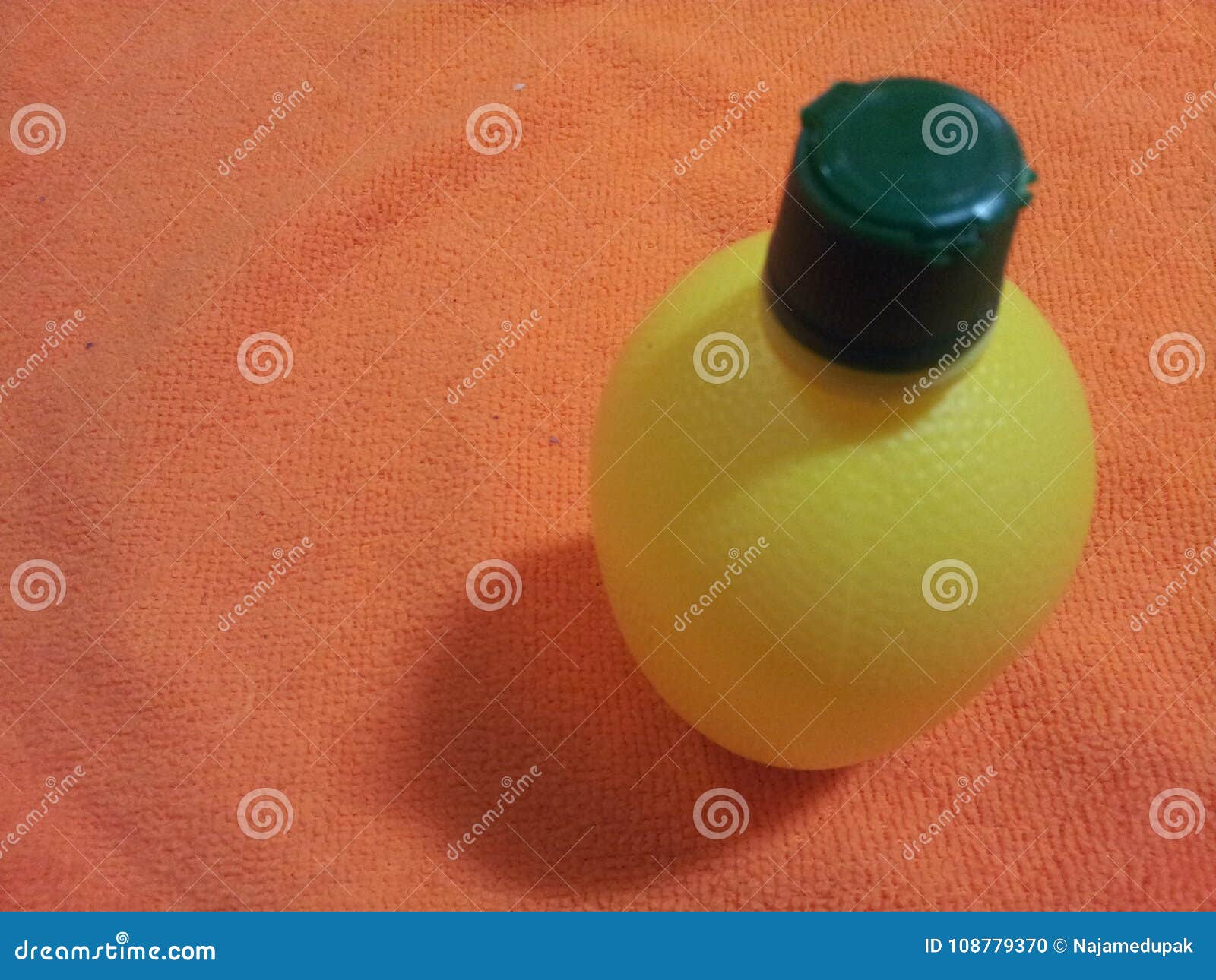 Lemon Juice Bottle with Green Cap Stock Photo Image of homemade, food