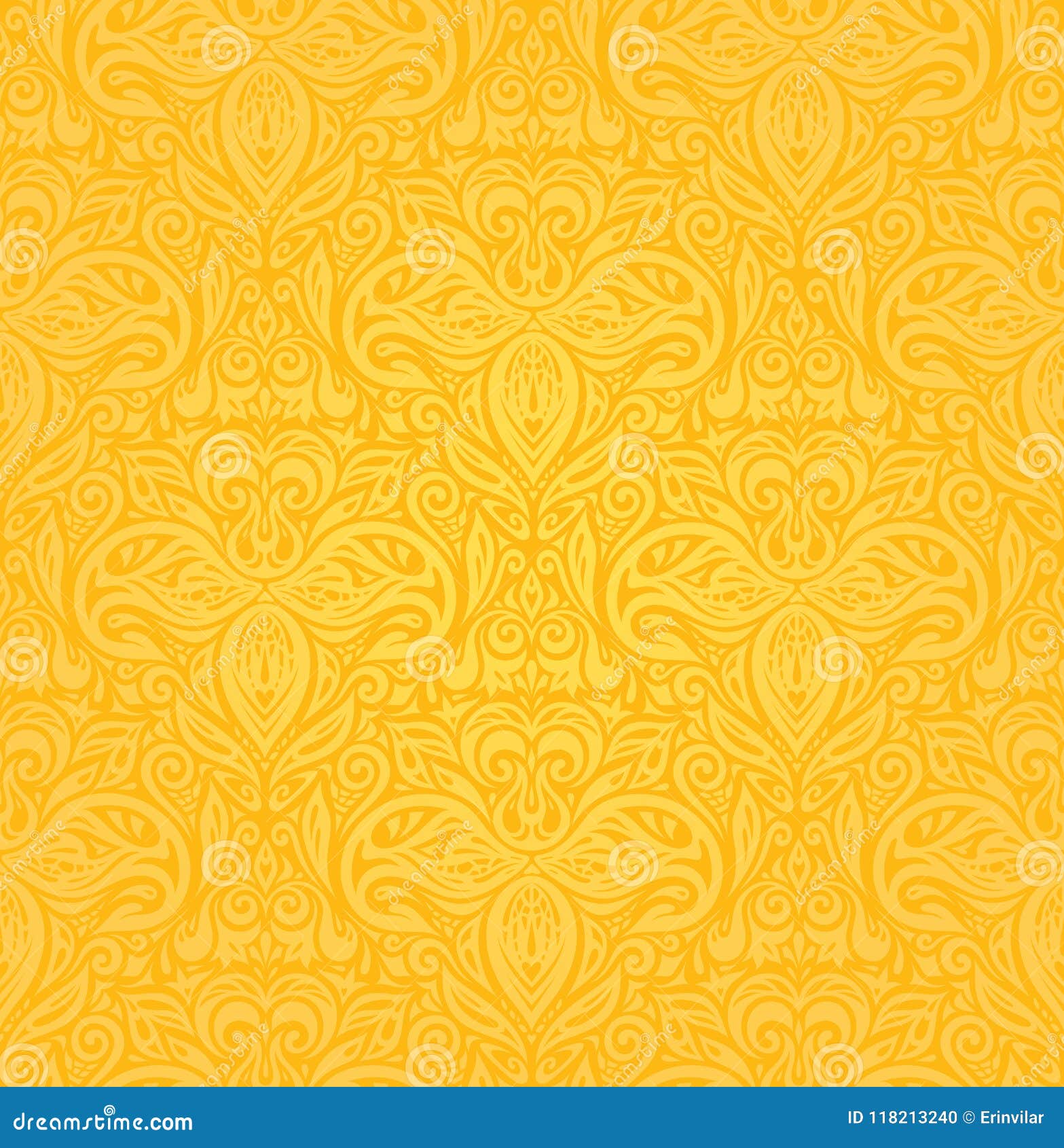 Yellow Colorful Floral Wallpaper Background Floral Pattern Stock Vector