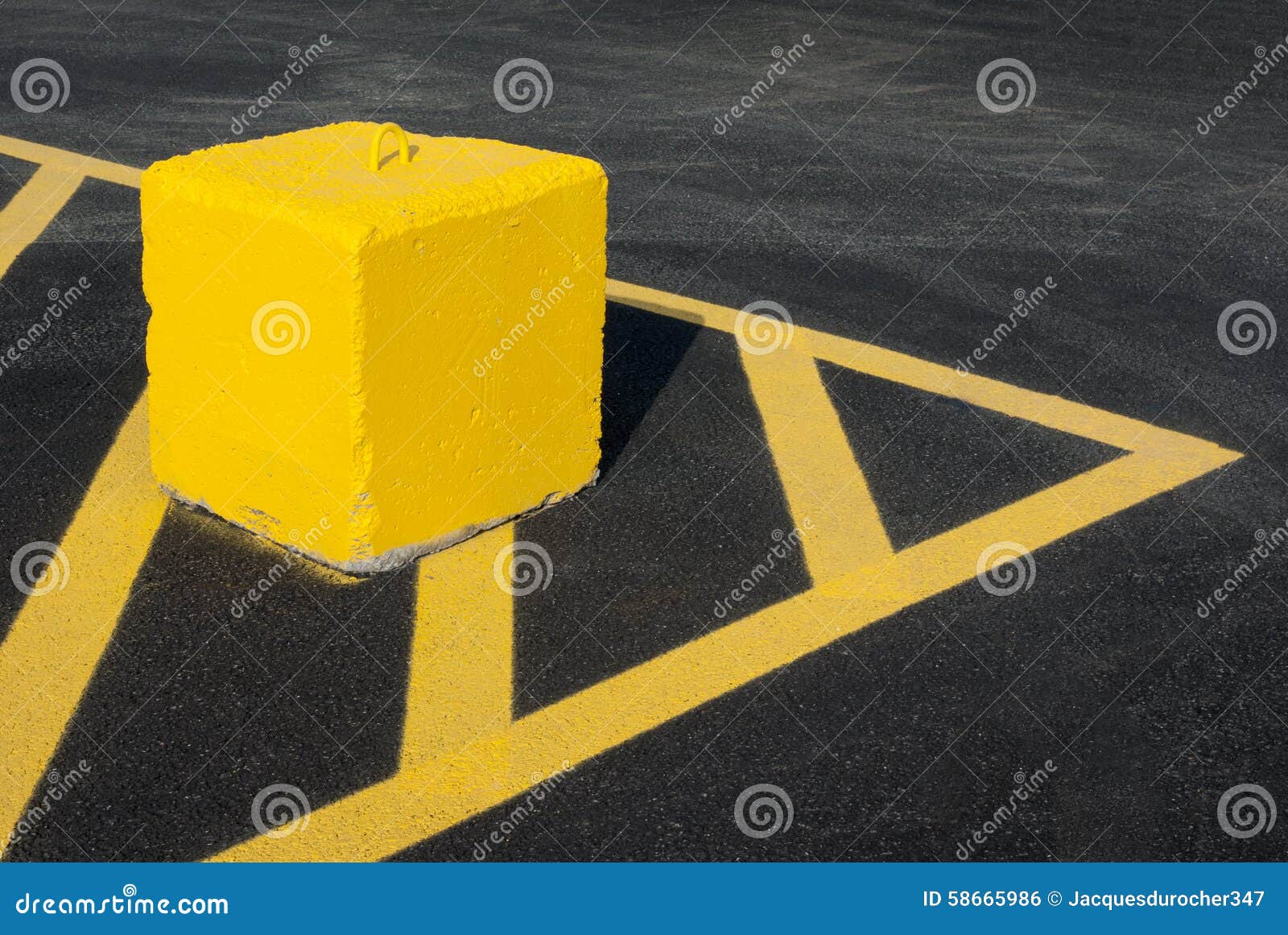 Yellow Concrete Block Pointing Lines Asphalt Stock Photo Image of