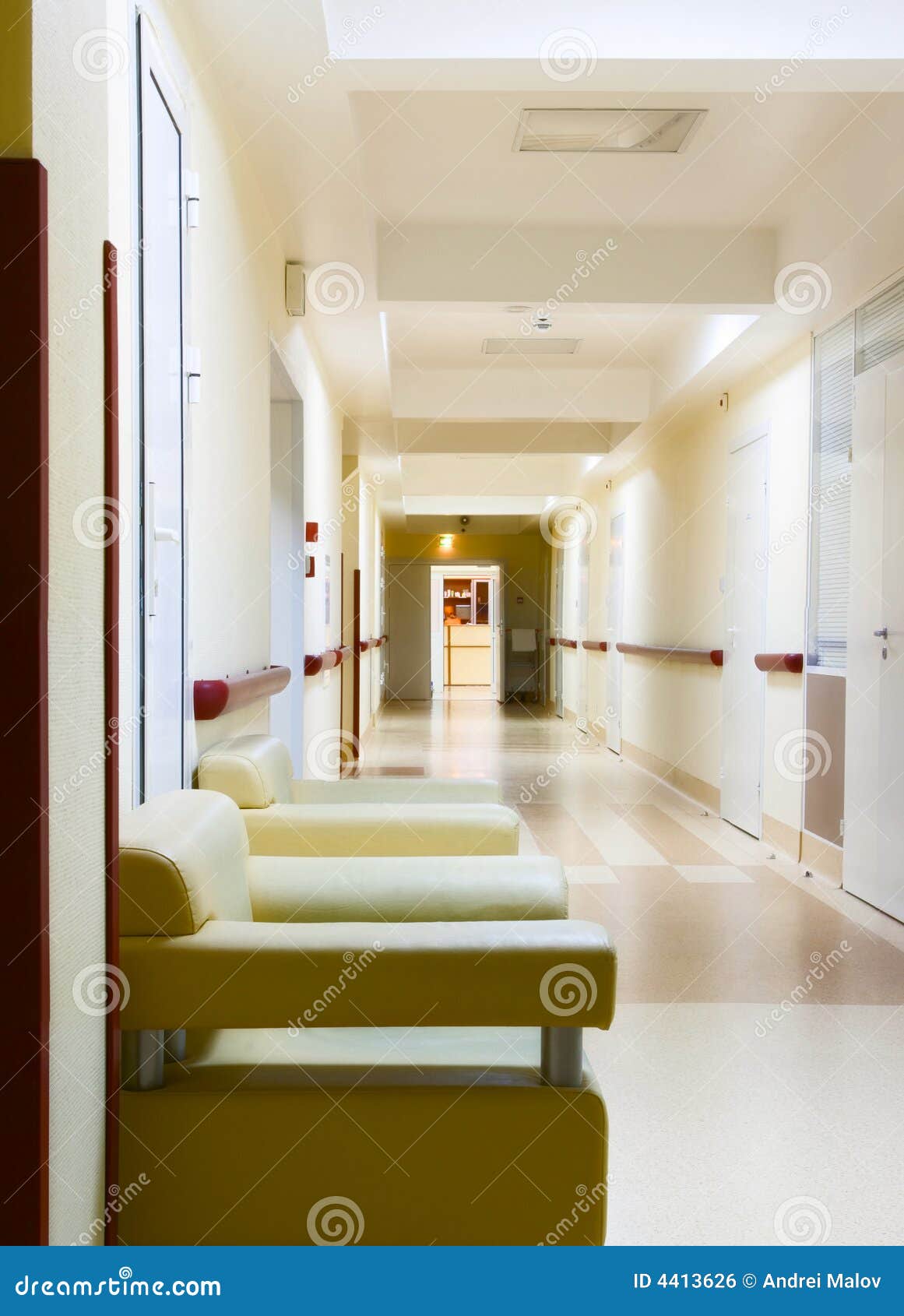 Yellow Corridor in Hospital Stock Photo Image of floor, health 4413626