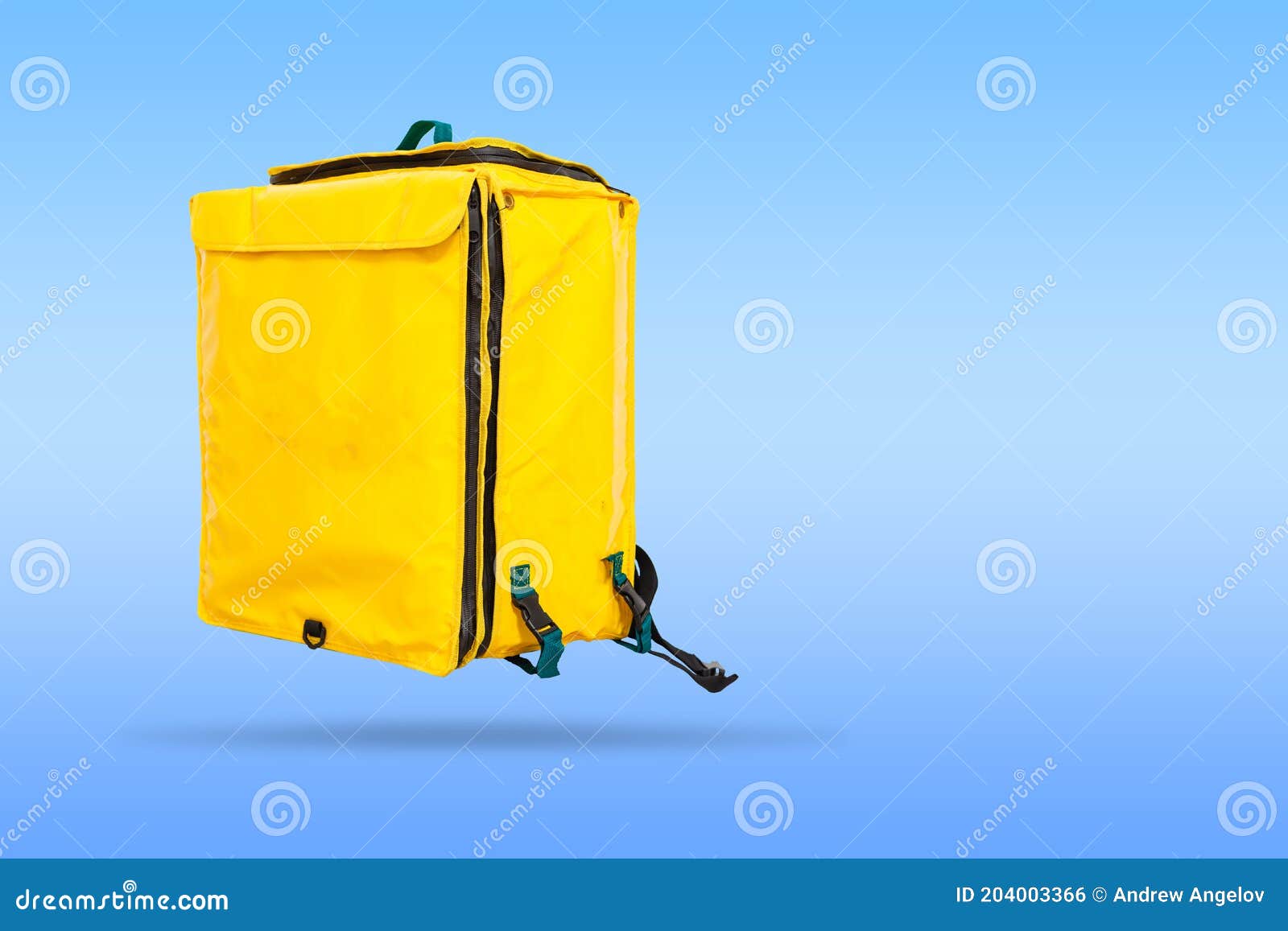 Yellow Courier Food Delivery Box Bag Backpack Isolated 3D Rendering