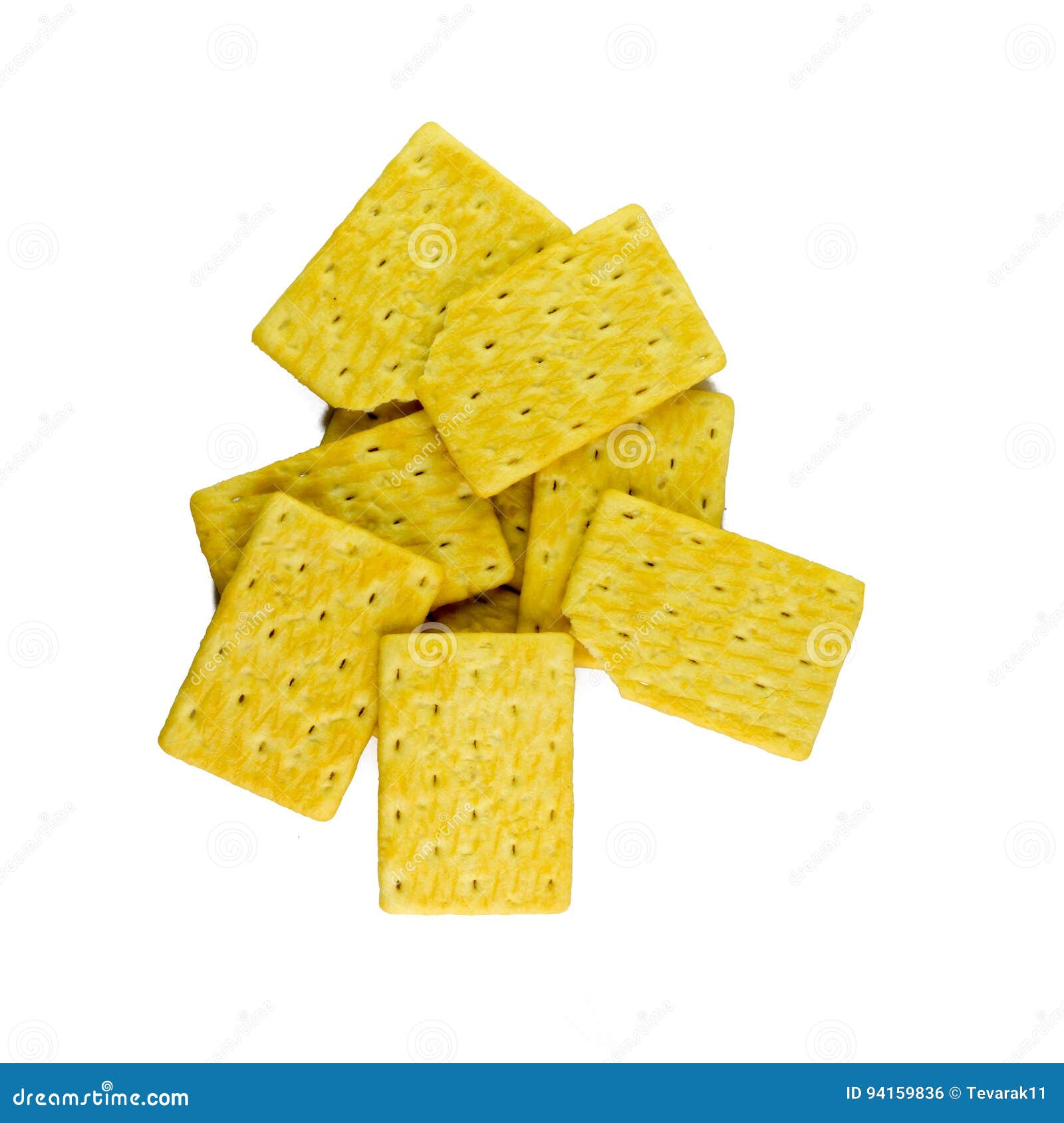 Yellow Crackers Isolated on White Stock Photo Image of pile, crispy