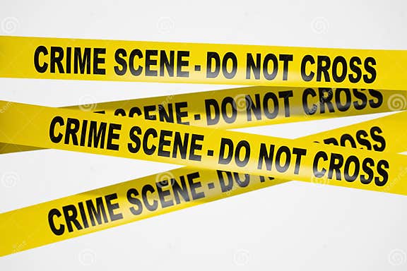 Yellow Crime Scene Tape on White Background Stock Photo - Image of ...