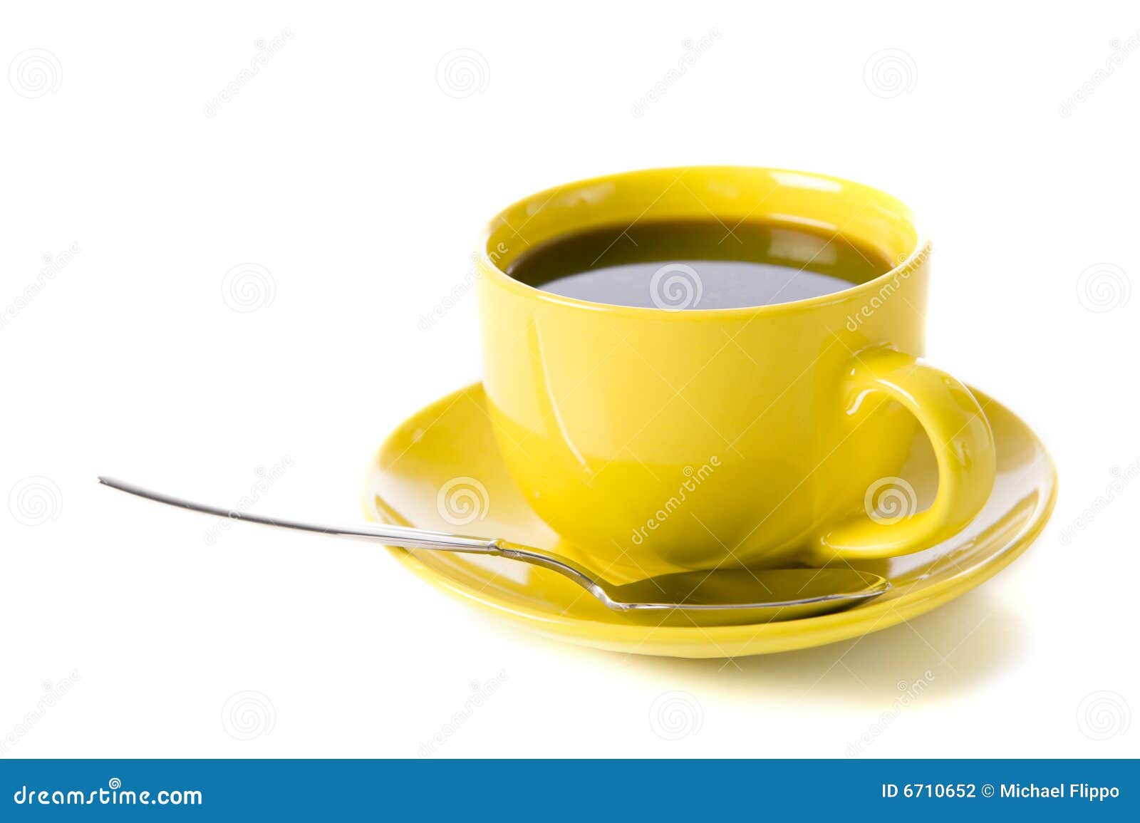 Yellow Cup of Coffee stock photo. Image of china, spoon - 6710652