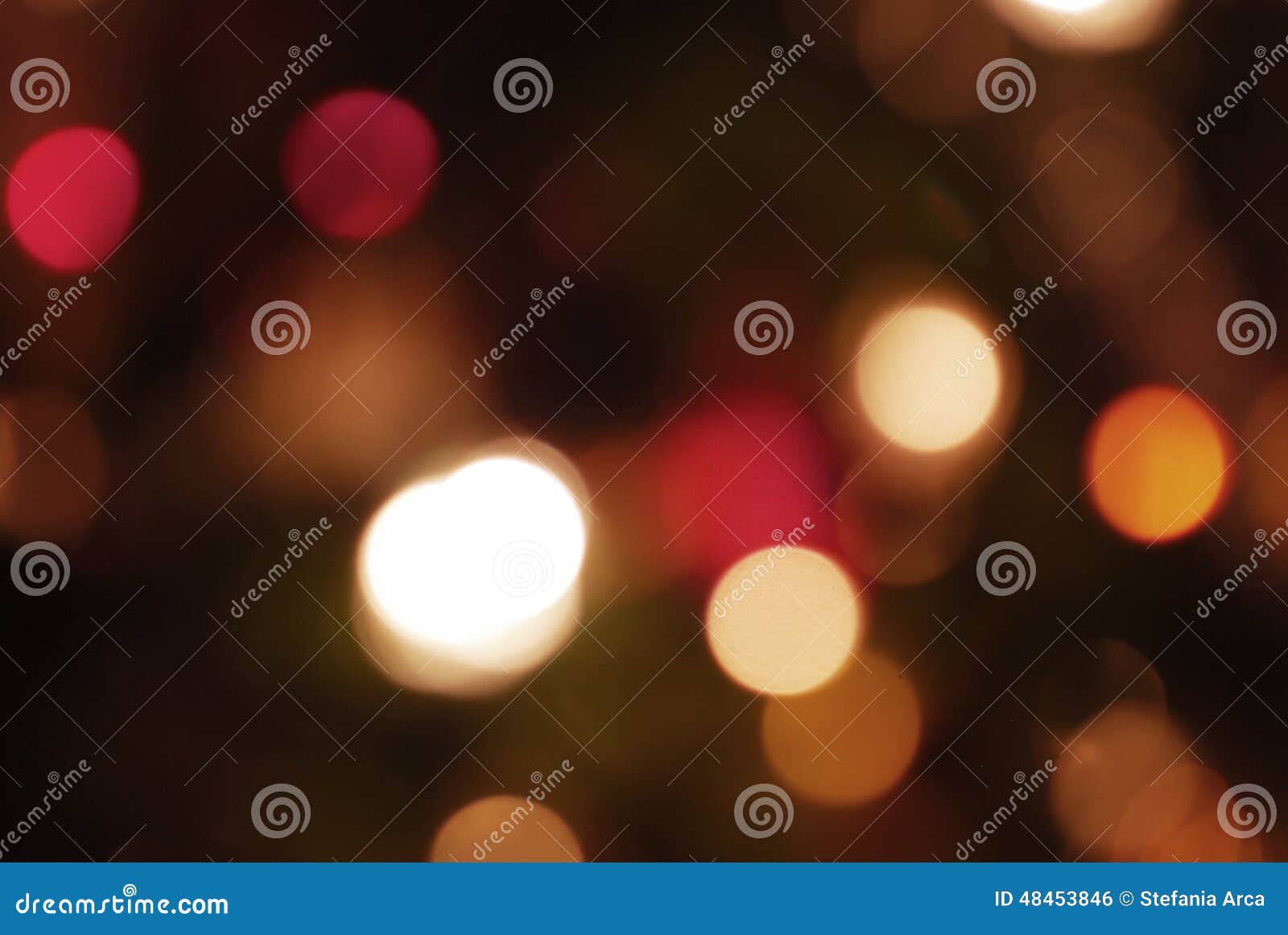 Yellow, Dark and Red Background with Christmas Lights in Boken Stock