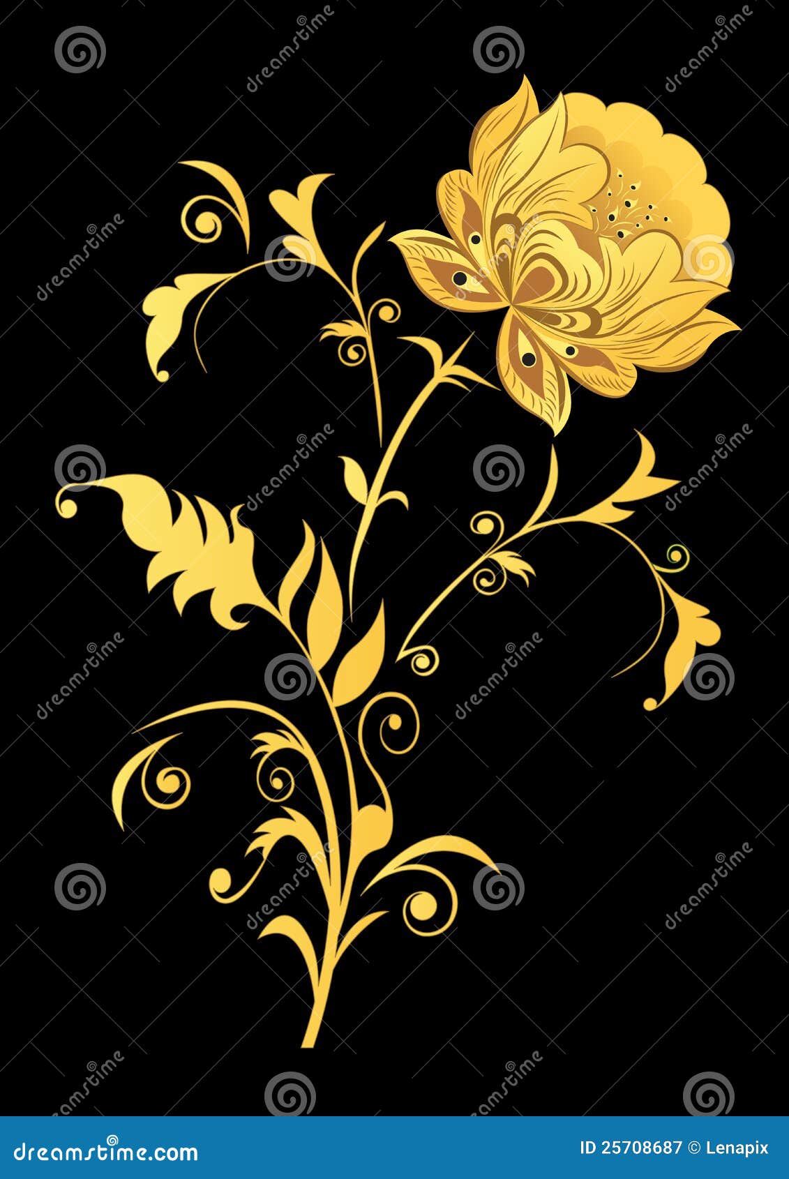 Yellow decorative flower stock vector. Illustration of ornate 25708687