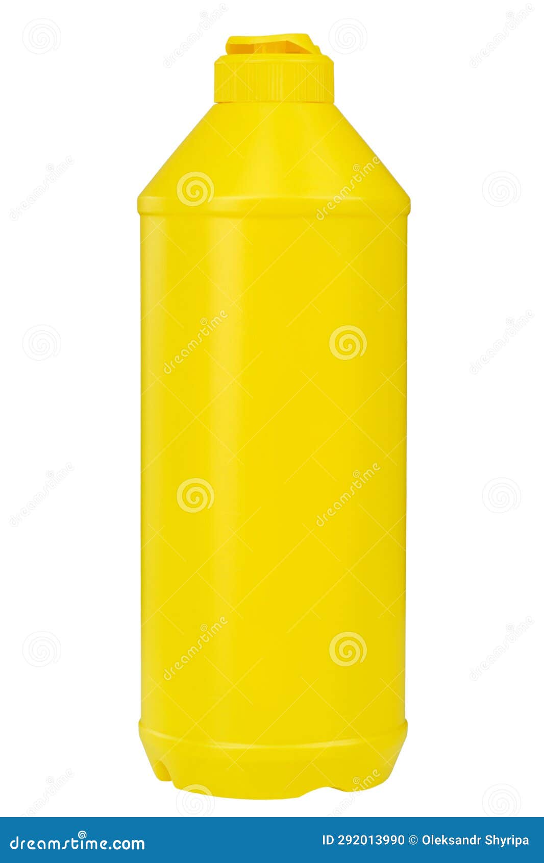 Yellow Detergent Plastic Bottle with Cleaning Liquid Isolated on White Background Stock Photo
