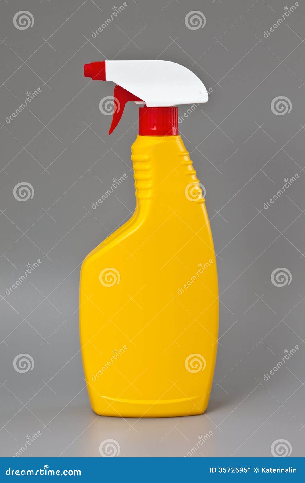 Yellow Detergent Plastic Spray Bottle Isolated on Gray Stock Image Image of domestic, chores