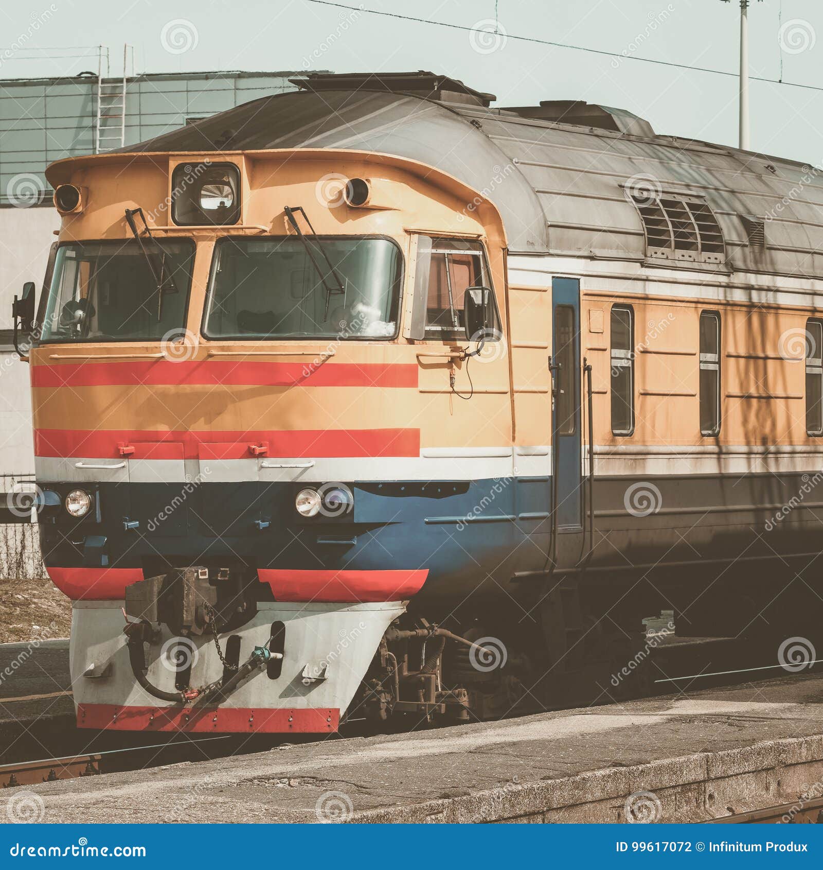 Yellow diesel train stock photo. Image of square, ride 99617072