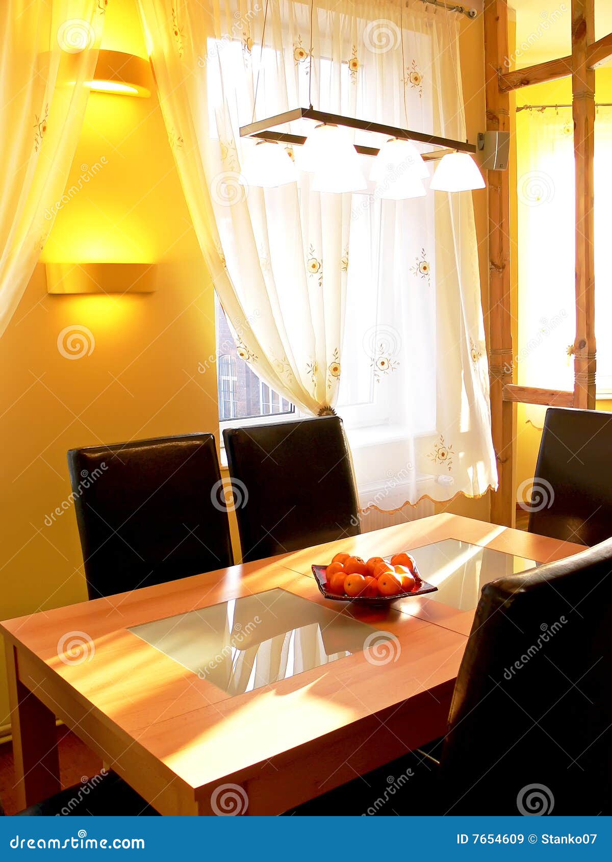 Yellow dining room stock image. Image of home, furniture 7654609