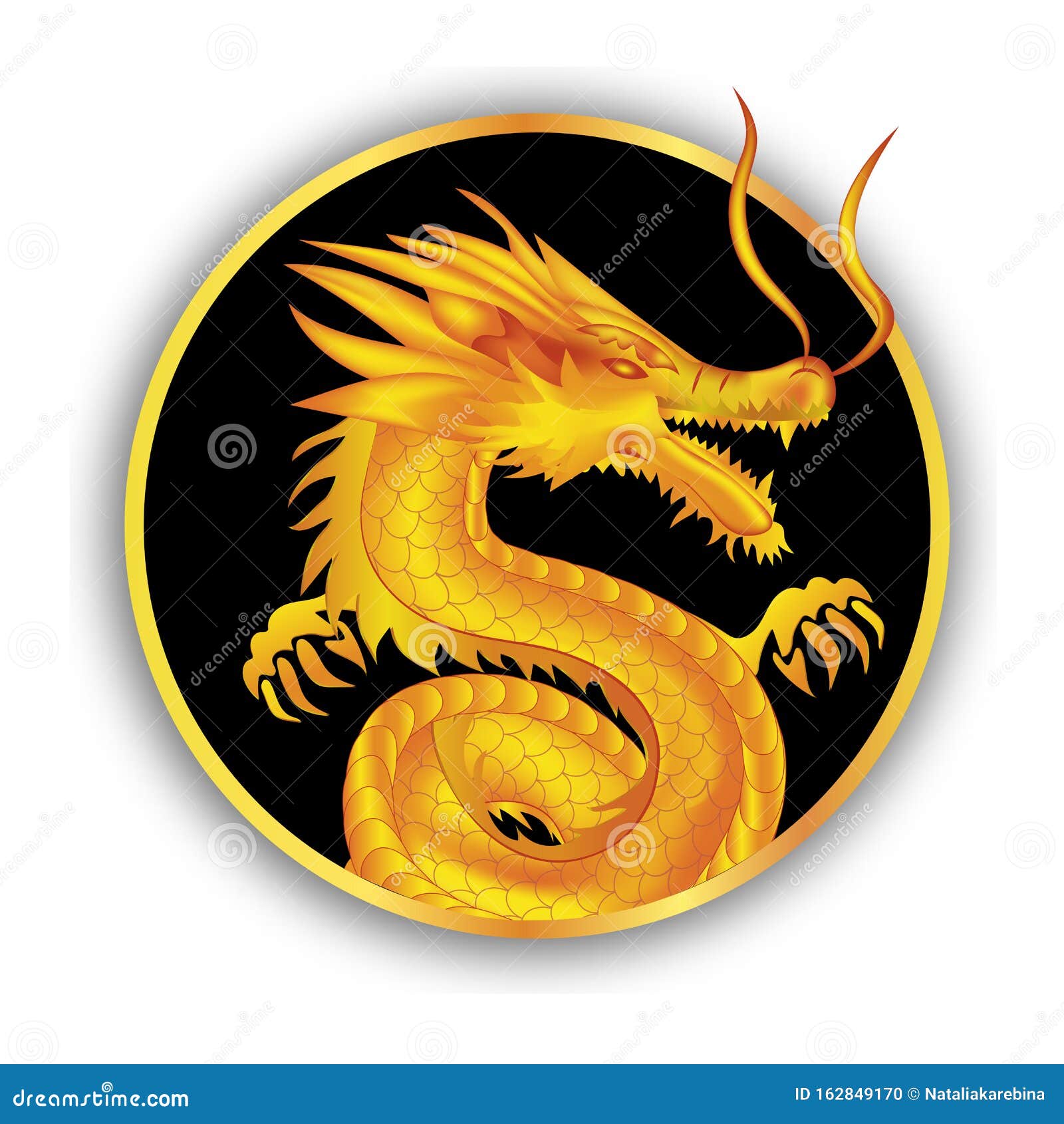 Yellow Dragon In The Circle Chinese New Year Golden Element Chinese Spring Festival Vector Stock Vector Illustration Of Background Round