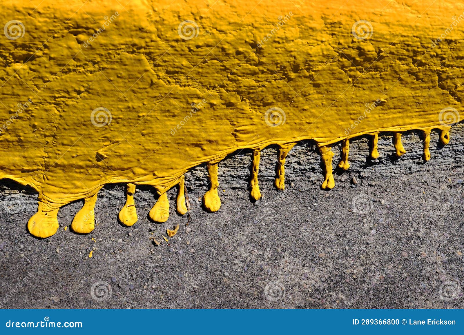 Yellow Dripping Paint Texture on Concrete Stock Photo Image of