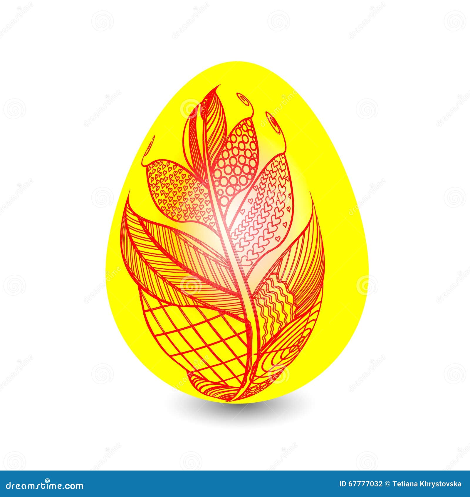 Yellow Egg with Ornament Style Dudling Stock Vector Illustration of
