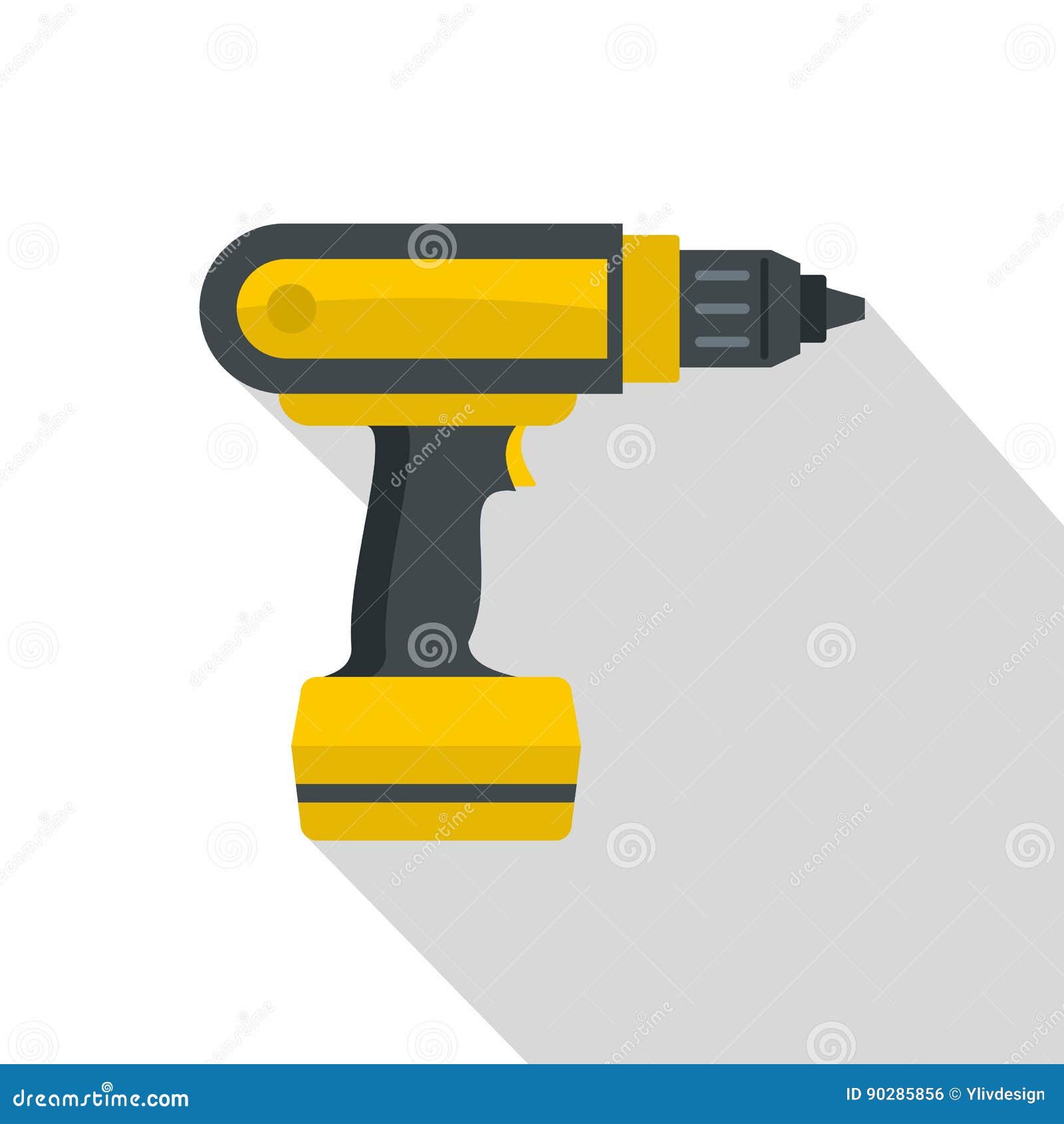 Yellow Electric Screwdriver Drill Icon, Flat Style Stock Vector