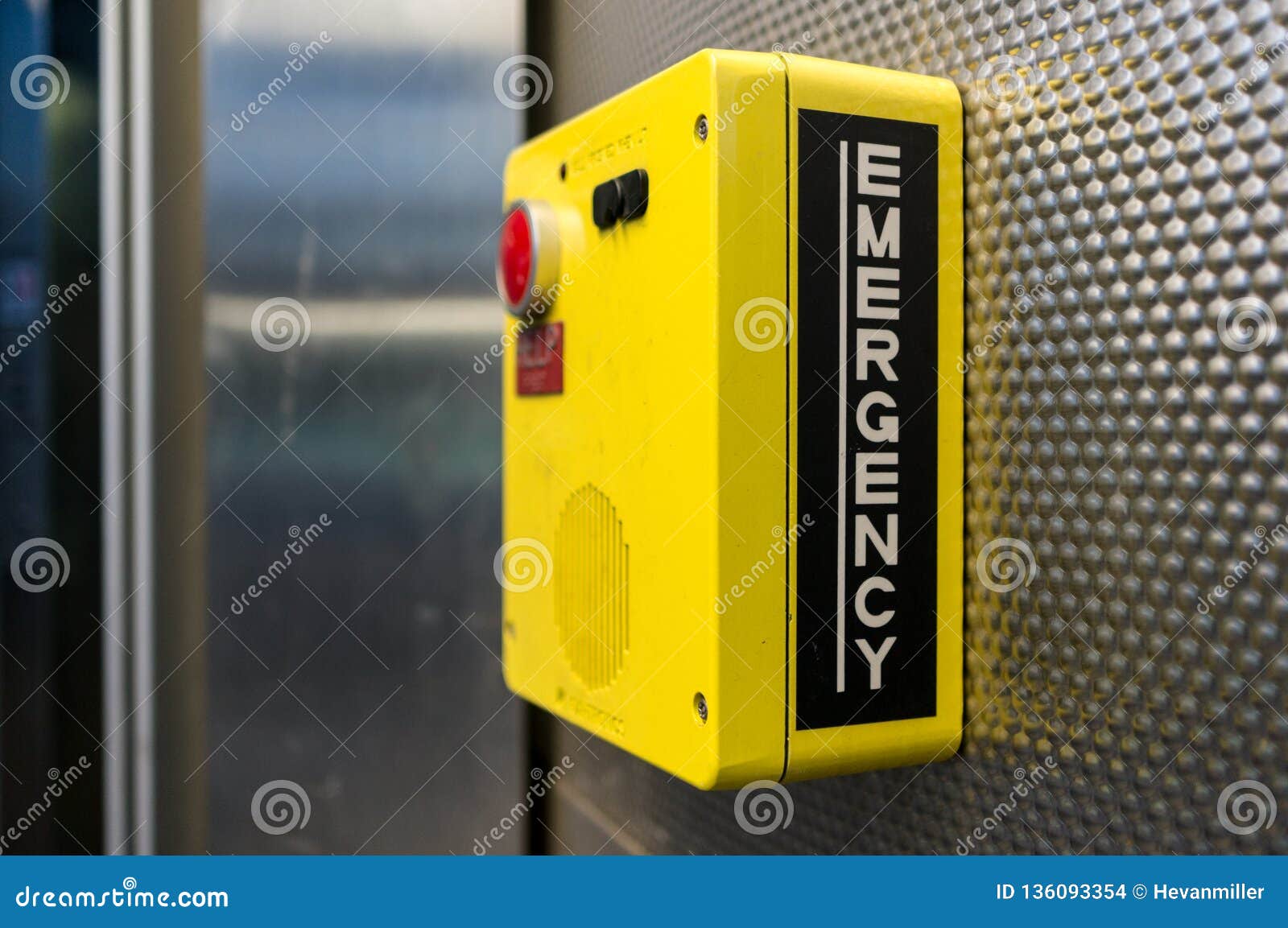 Yellow Emergency Box with Big Red Panic Button Stock Photo Image of