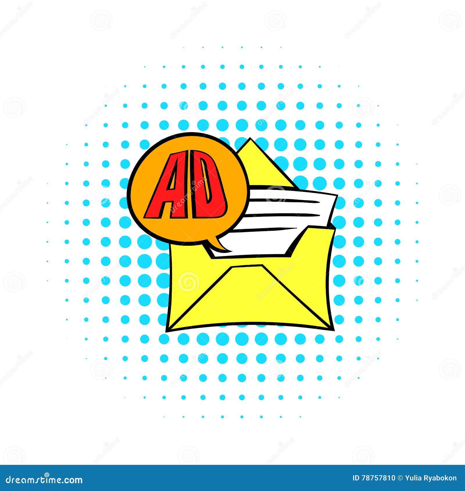 Yellow Envelope with Card for Advertising Icon Stock Vector