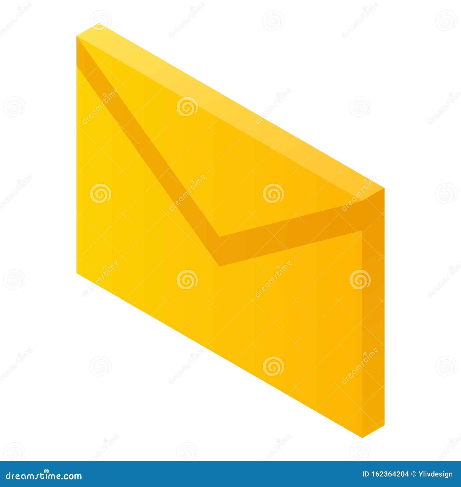 Yellow Envelope Icon, Isometric Style Stock Vector Illustration of