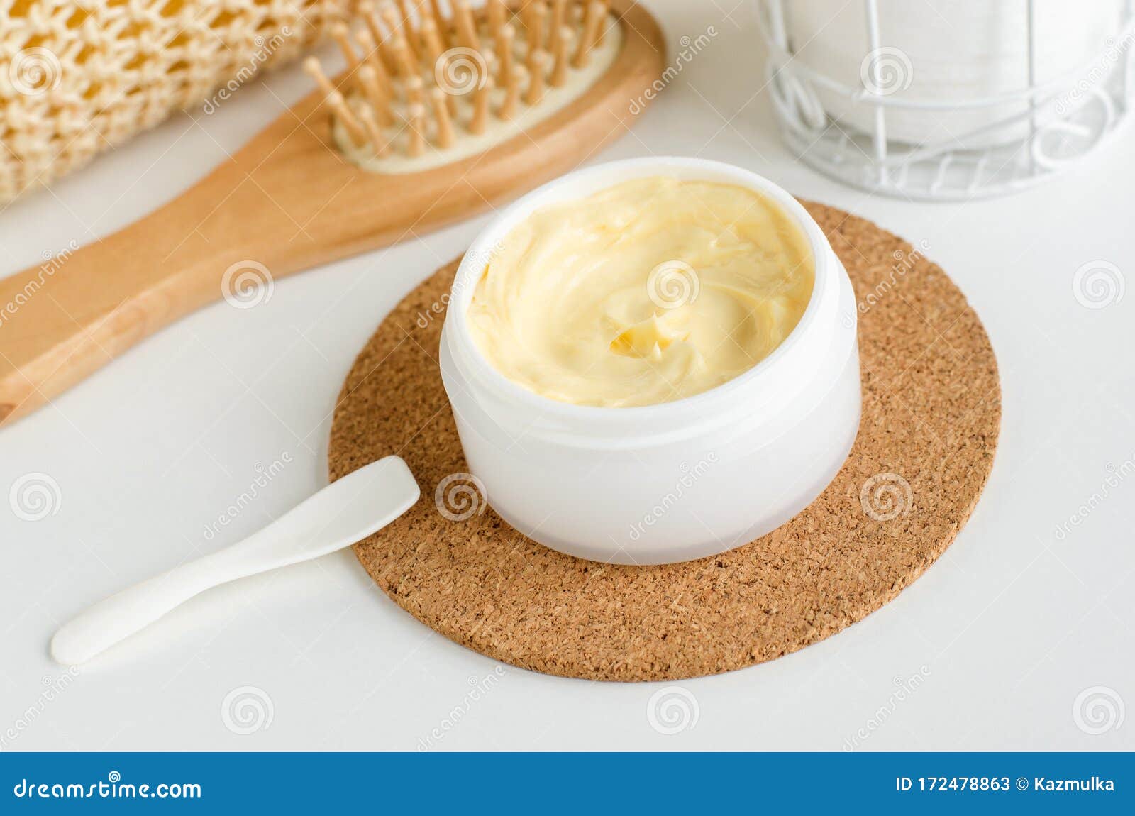 Yellow Facial Mask Banana Face Cream, Shea Butter Hair Mask, Body Butter in  the Small White Jar. Natural Skin and Hair Concept. Stock Image - Image of  conditioner, protein: 172478863