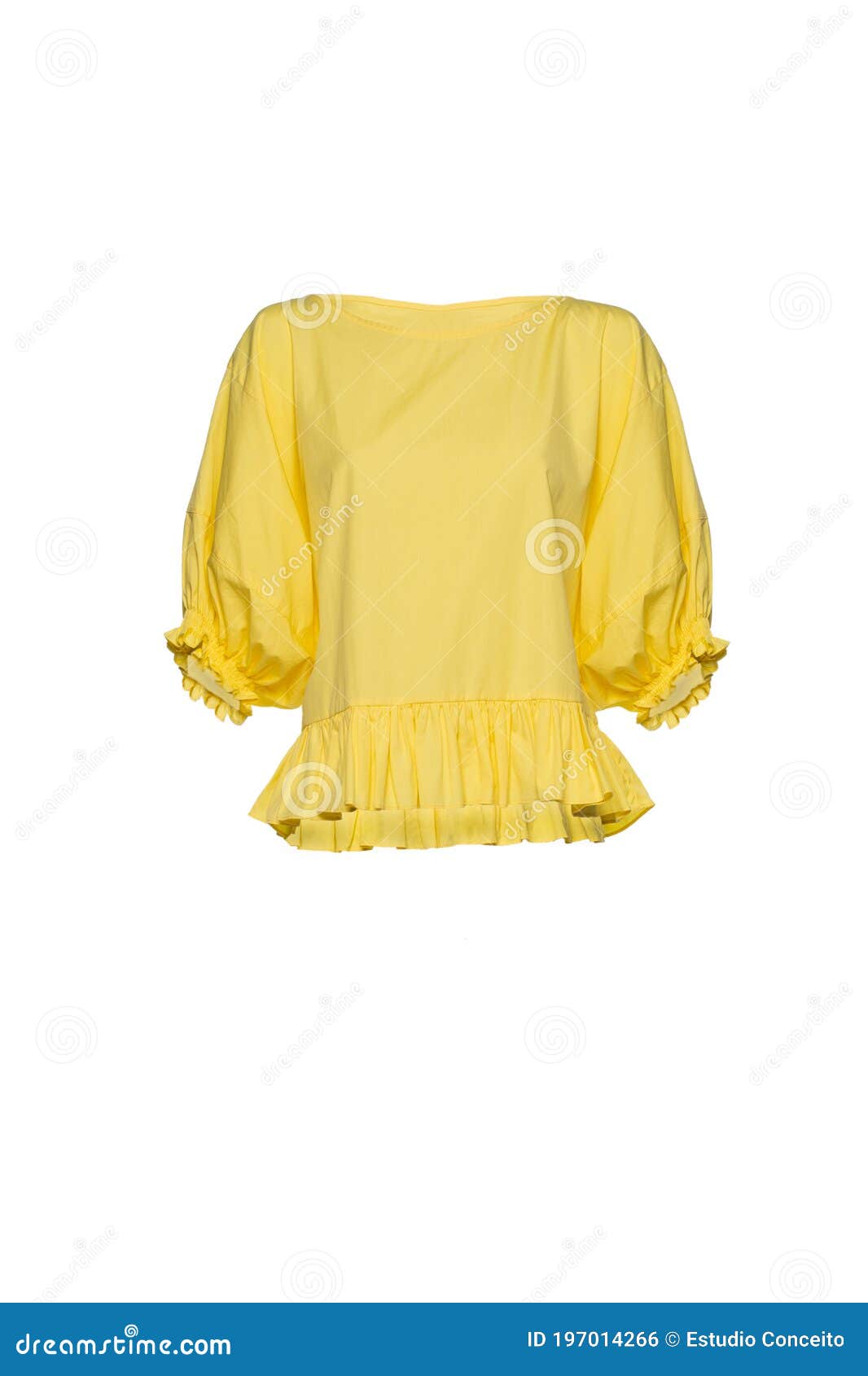 Yellow Female Blouse Isolated on White Background Stock Photo - Image ...
