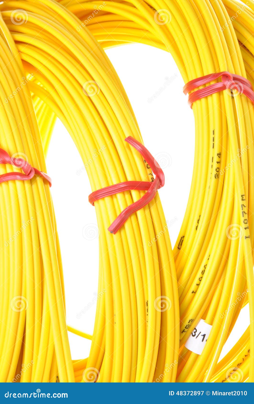 Yellow fiber optic cables stock image. Image of information 48372897