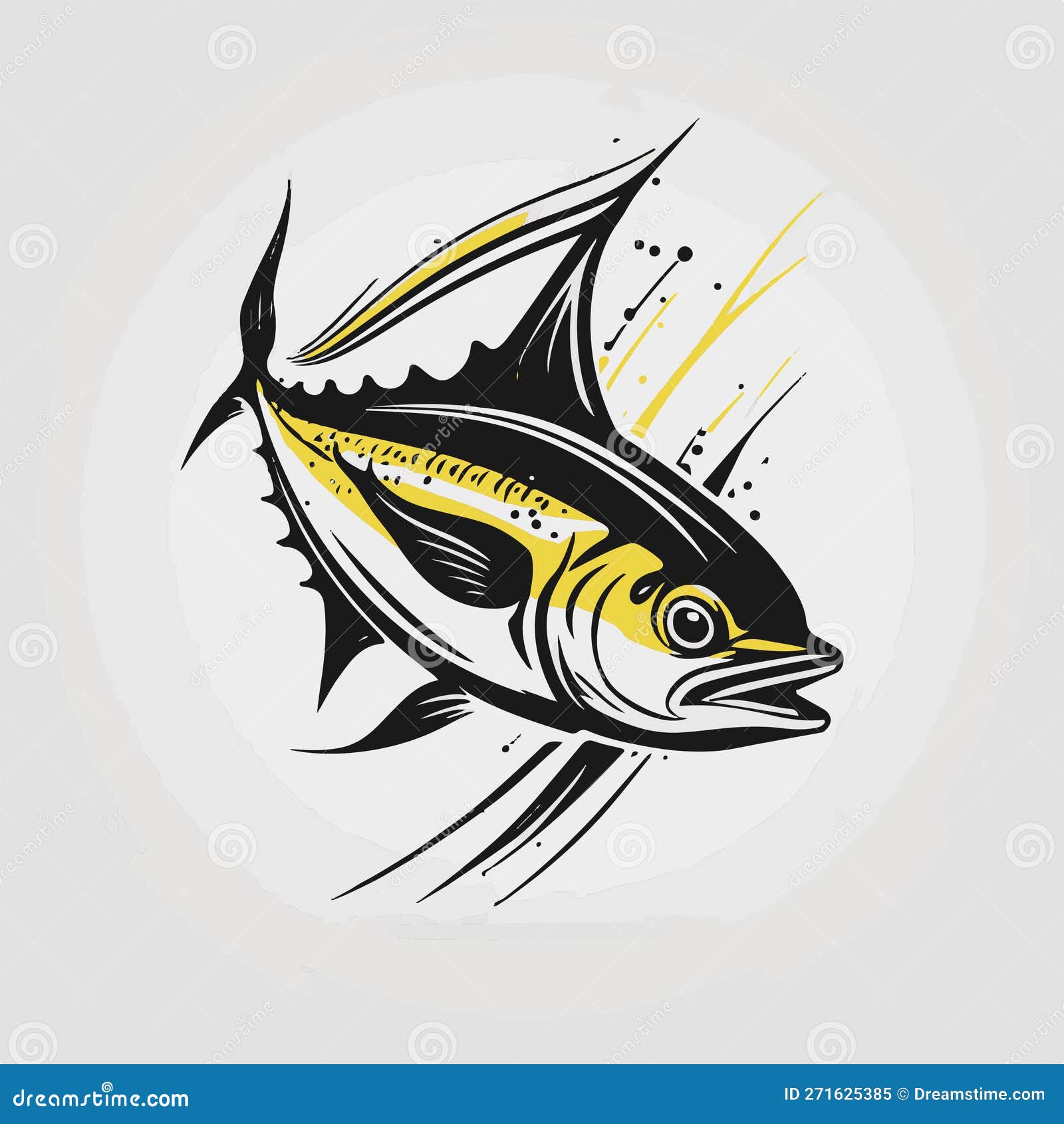 Yellow Fin Tuna Jumping Logo, a Modern Tuna Fish Vector Jumping Out of