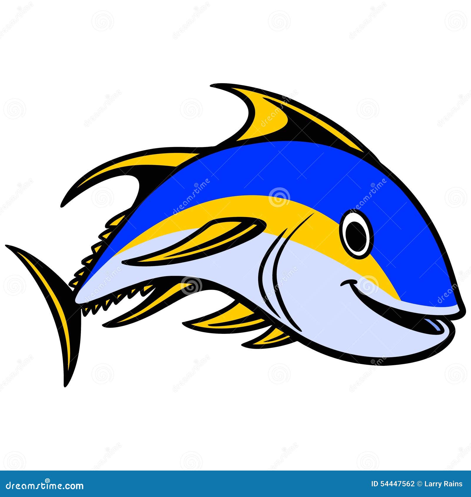 Yellow fin Tuna  Swimming stock vector Illustration of 