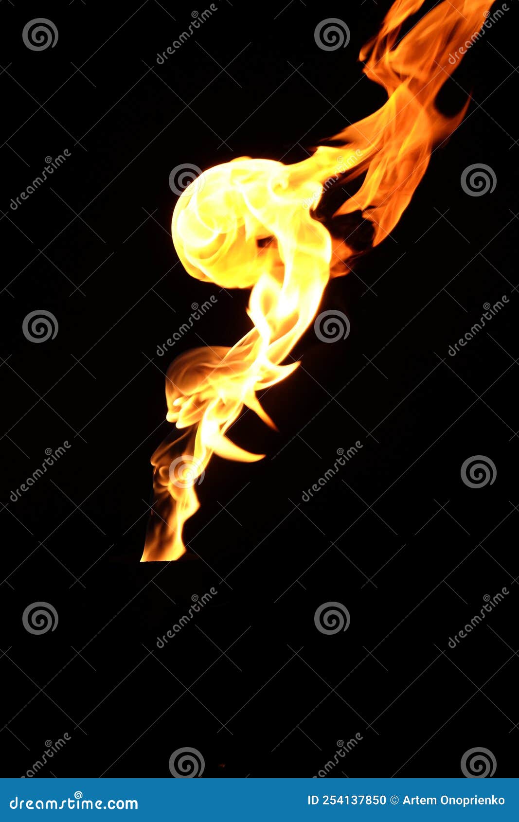 Yellow Fire Flames Isolated on a Black Background Stock Photo Image