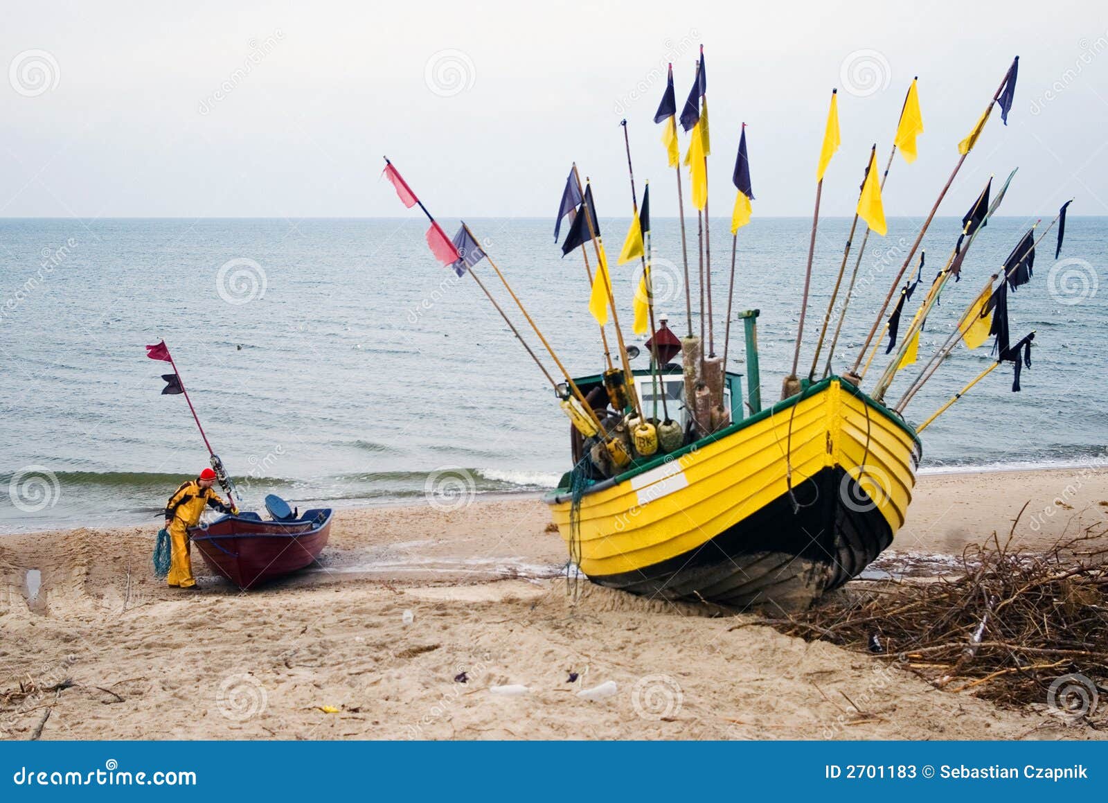 Yellow fishing boat. stock image. Image of small, boat 2701183
